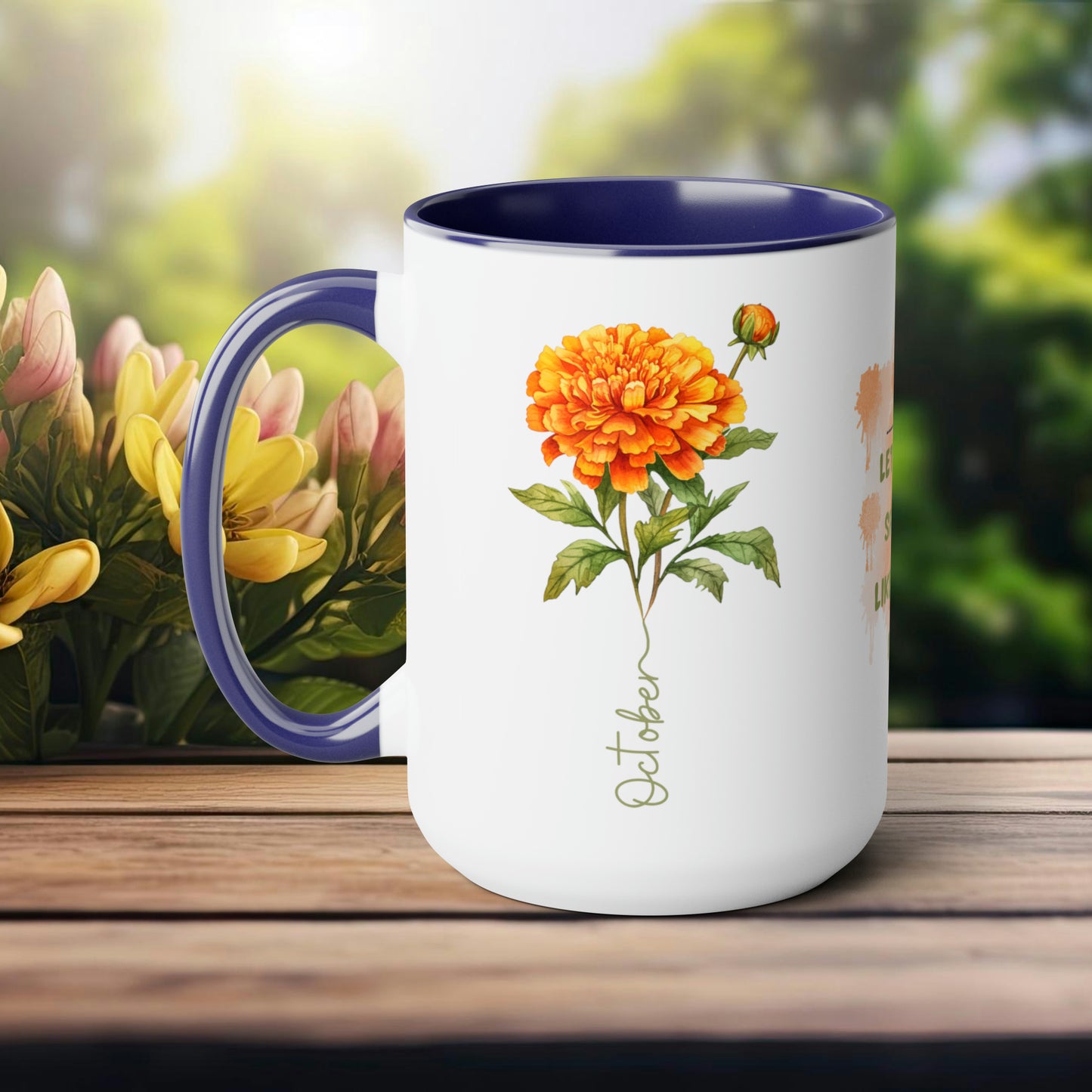 October Birth Month Flower Two-Tone Coffee Mugs, 15oz, Birthday Gift For Her.