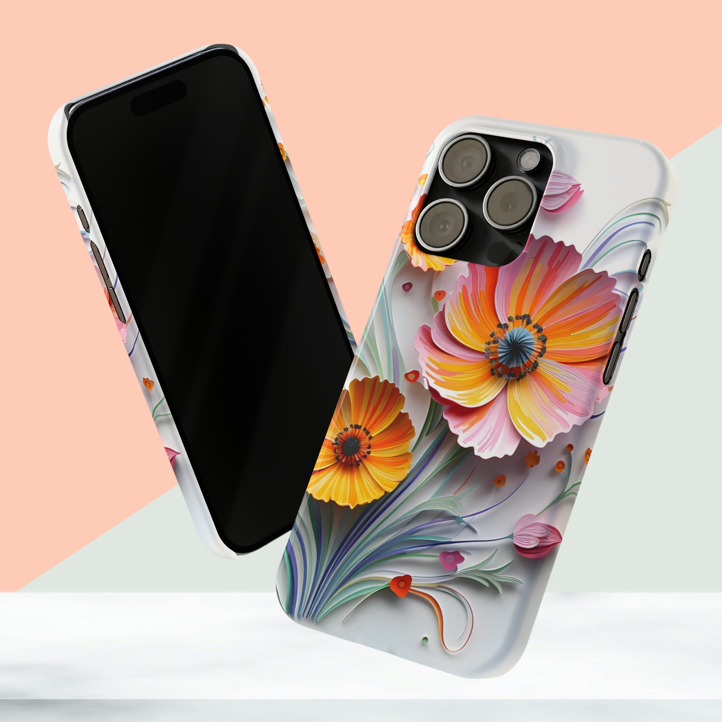 3D Flower Paper art iPhone 15 Phone Cases.