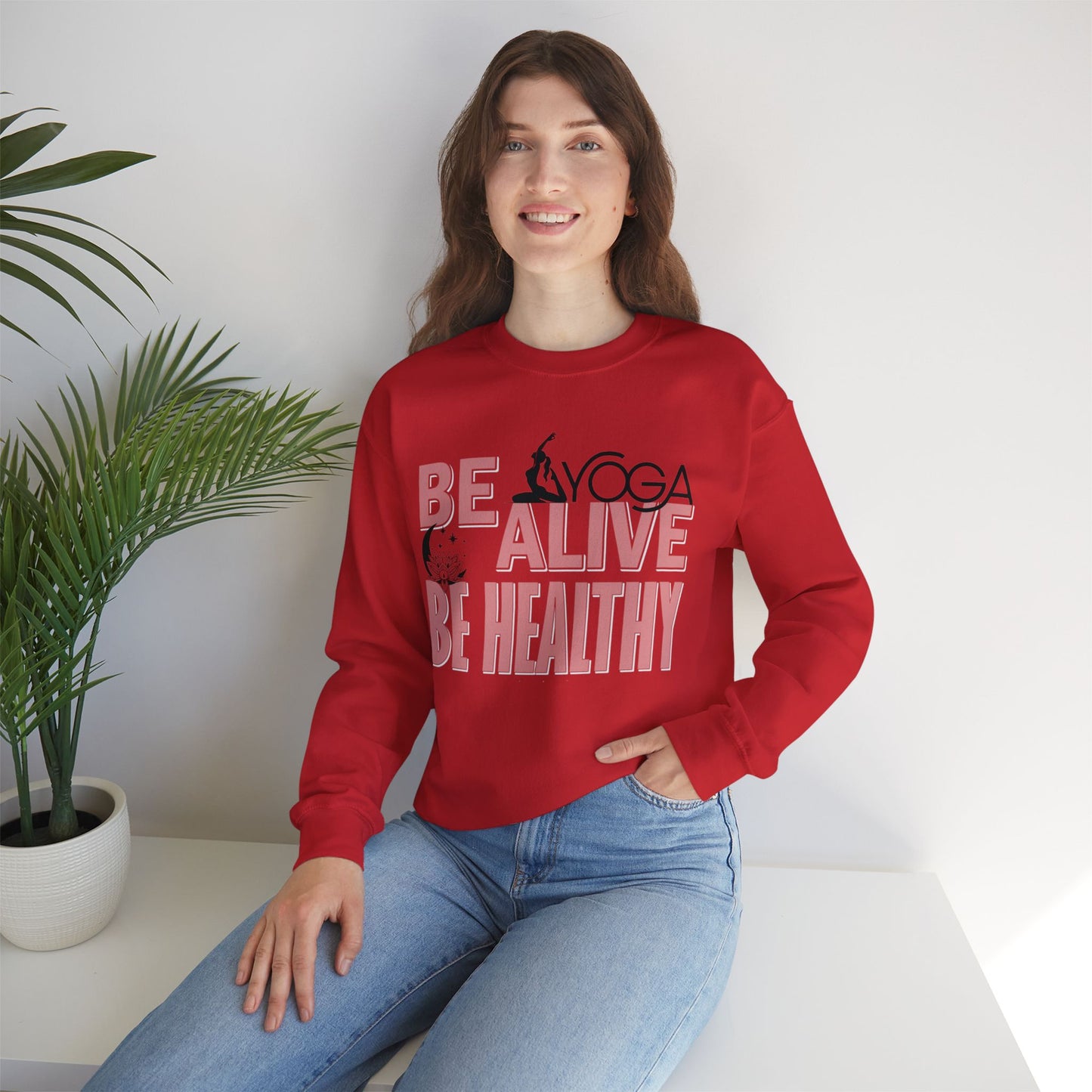 Be Alive Be Healthy Yoga unisex heavy blend crewneck sweatshirt,Yoga workout Sweatshirt,Yoga lovers Sweatshirt, Yoga Instructor Gift, Gym Sweatshirt, Gift For Yoga lovers, Gift For Yogi.