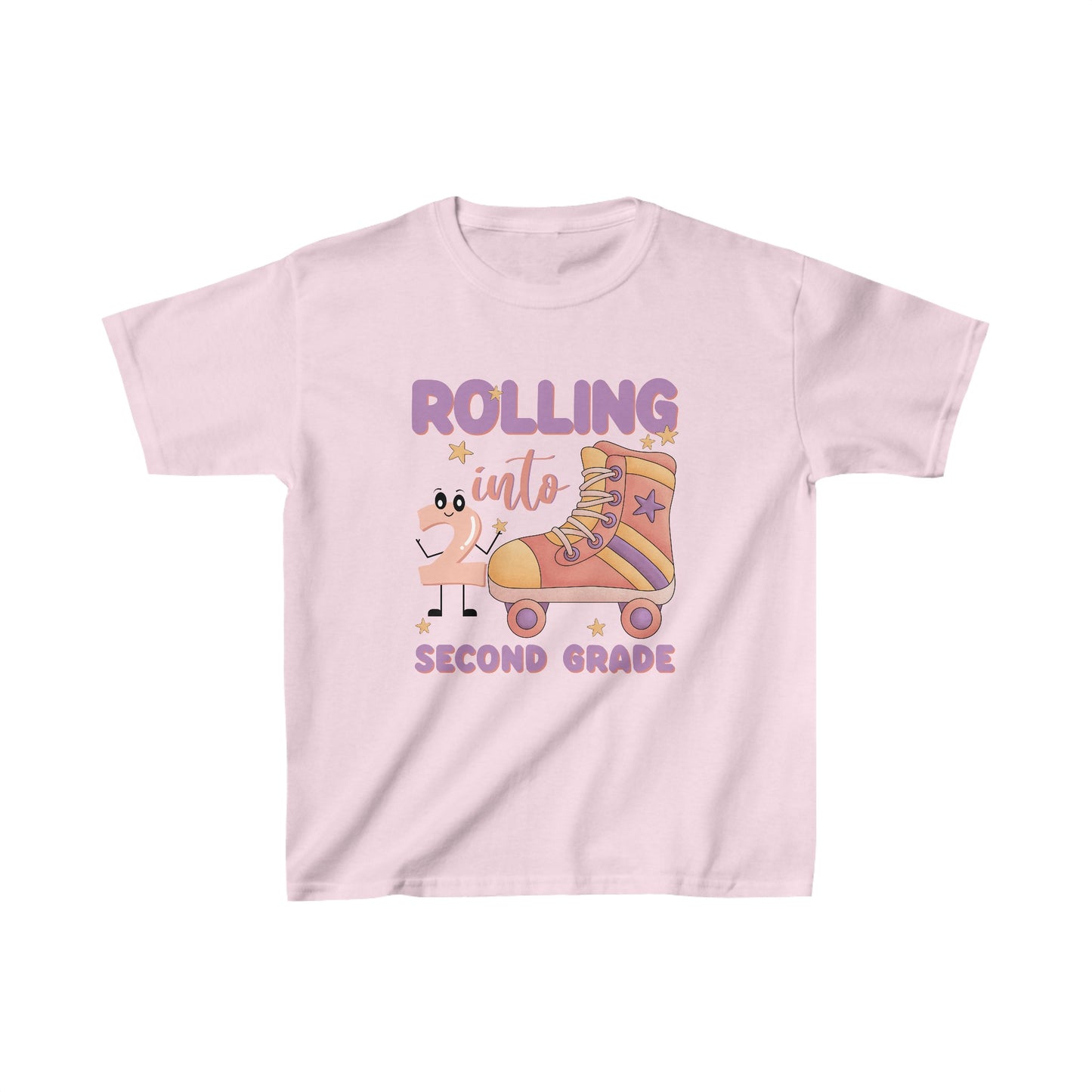 Rolling Into 2nd Grade Back To School Kids Heavy Cotton™ Tee, Back to school Kids Shirt, 1st Day Of School Shirt, Back To School Cotton T-Shirt.