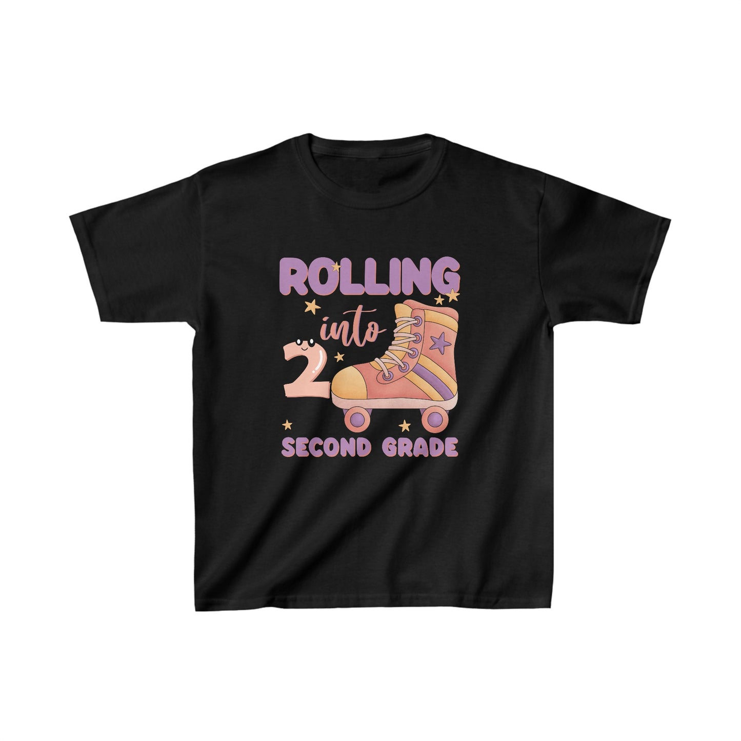 Rolling Into 2nd Grade Back To School Kids Heavy Cotton™ Tee, Back to school Kids Shirt, 1st Day Of School Shirt, Back To School Cotton T-Shirt.