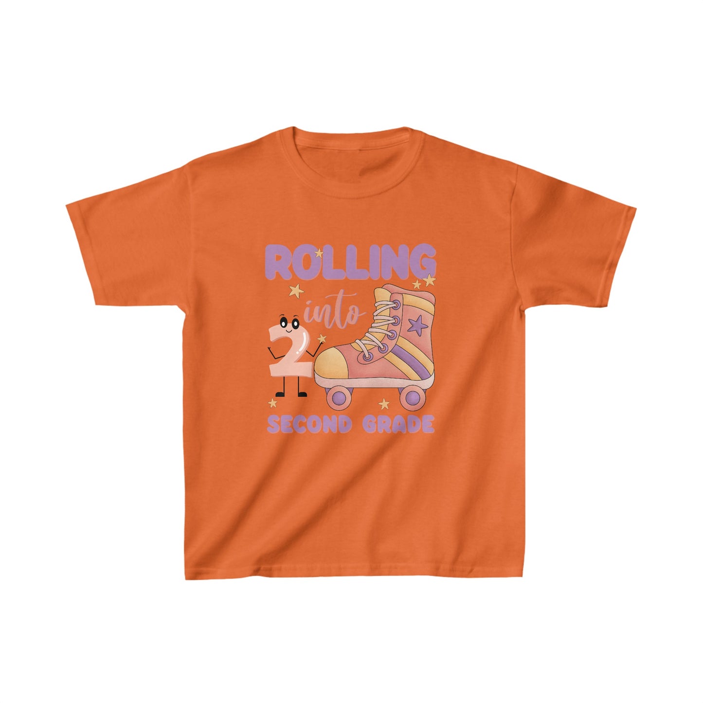 Rolling Into 2nd Grade Back To School Kids Heavy Cotton™ Tee, Back to school Kids Shirt, 1st Day Of School Shirt, Back To School Cotton T-Shirt.