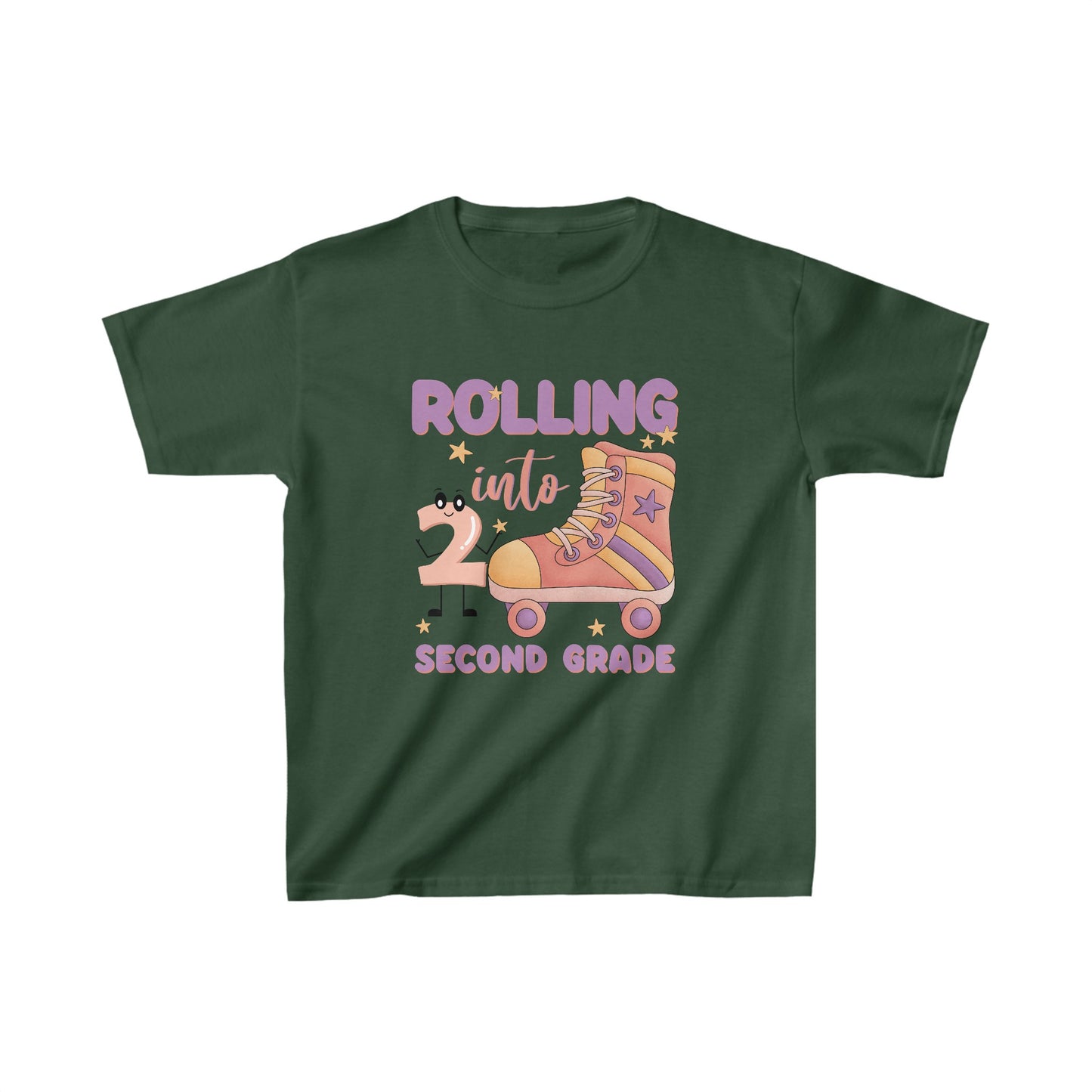 Rolling Into 2nd Grade Back To School Kids Heavy Cotton™ Tee, Back to school Kids Shirt, 1st Day Of School Shirt, Back To School Cotton T-Shirt.