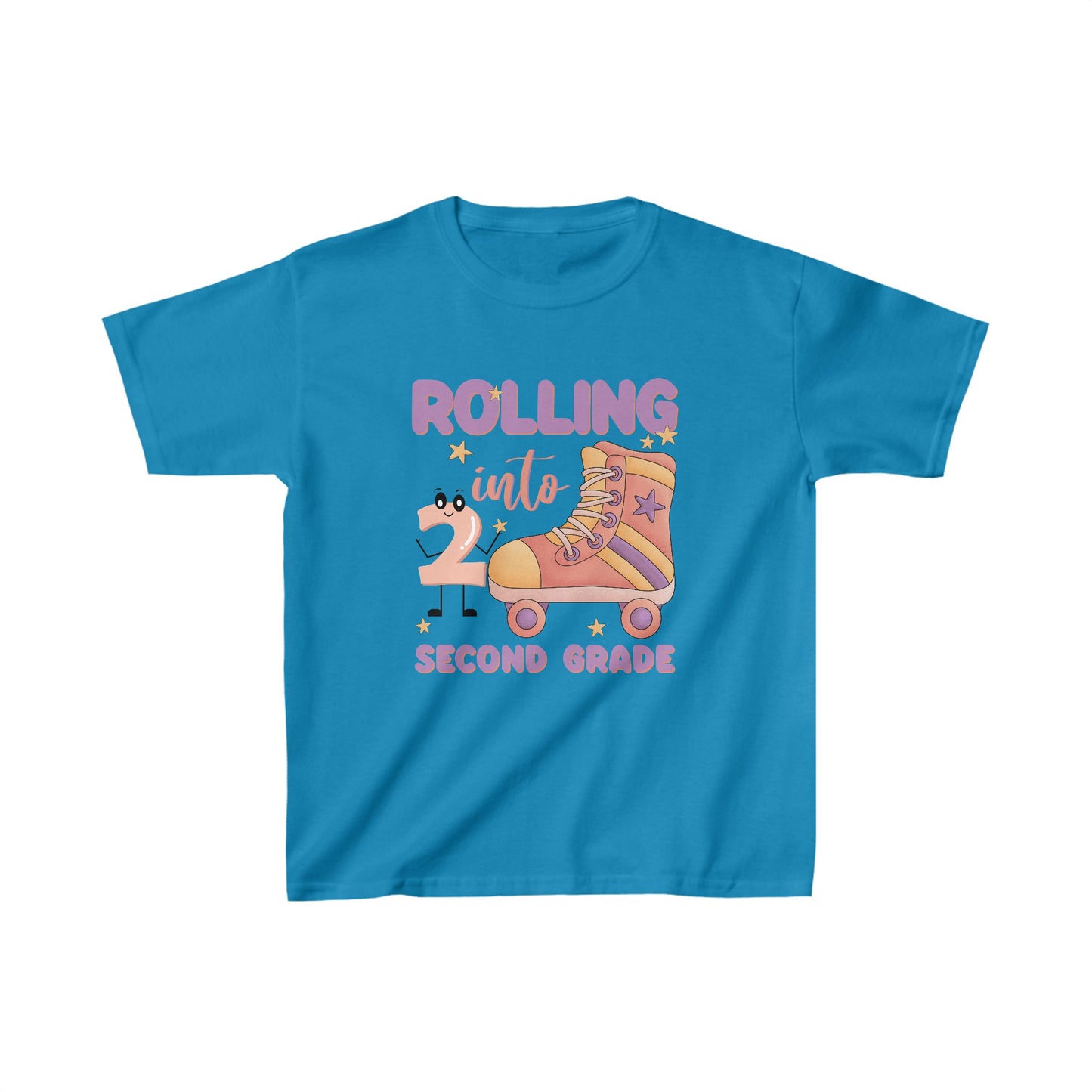 Rolling Into 2nd Grade Back To School Kids Heavy Cotton™ Tee, Back to school Kids Shirt, 1st Day Of School Shirt, Back To School Cotton T-Shirt.