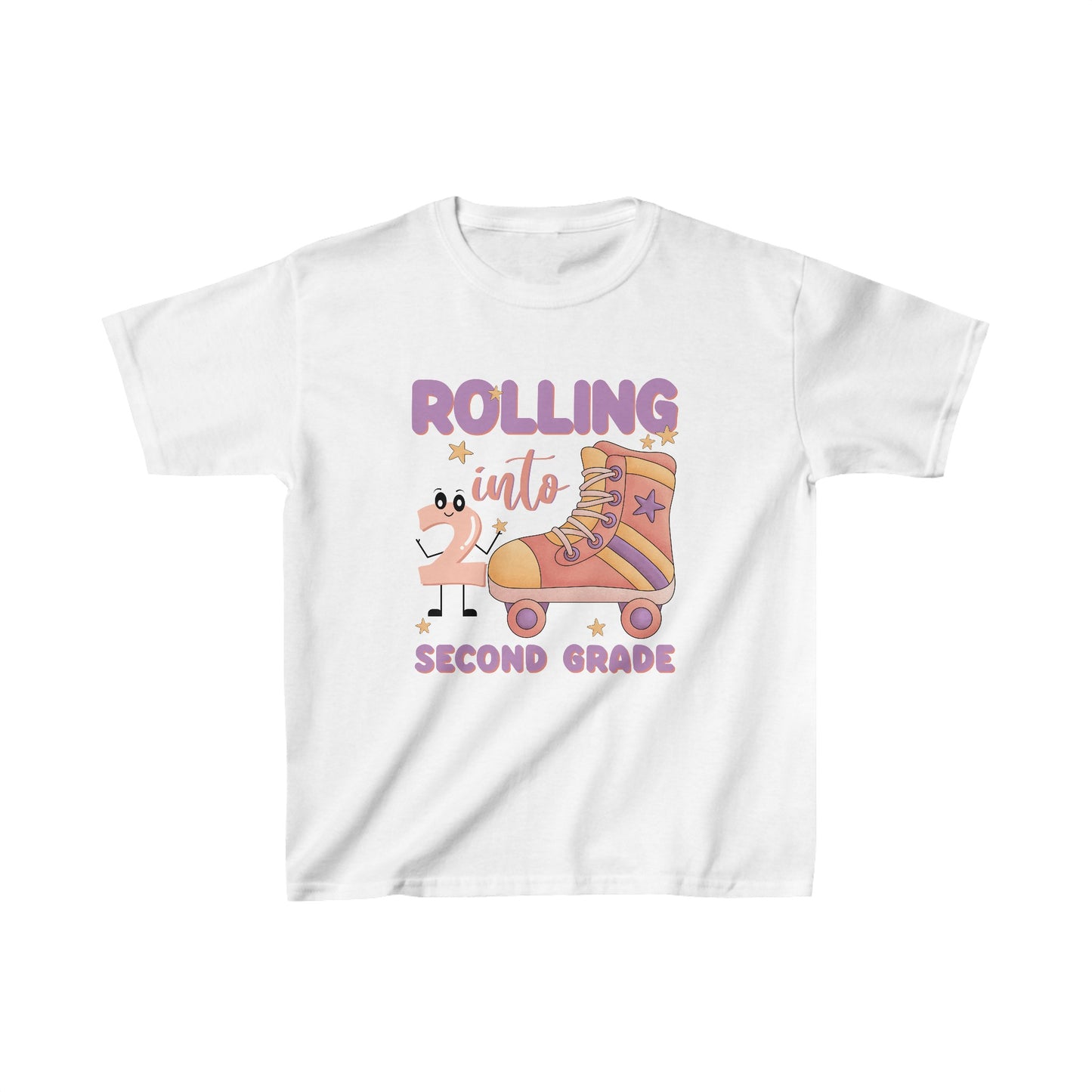 Rolling Into 2nd Grade Back To School Kids Heavy Cotton™ Tee, Back to school Kids Shirt, 1st Day Of School Shirt, Back To School Cotton T-Shirt.