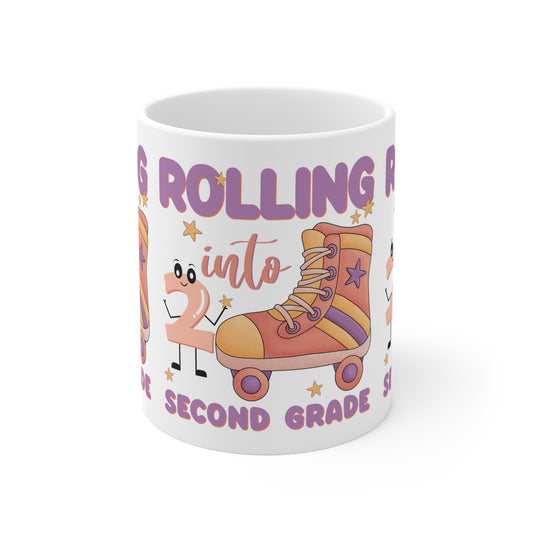 Rolling Into Second Grade Mug, Back To School Mug.11oz. Ready To Rule The School Mug.11oz. Ready for School Mug.