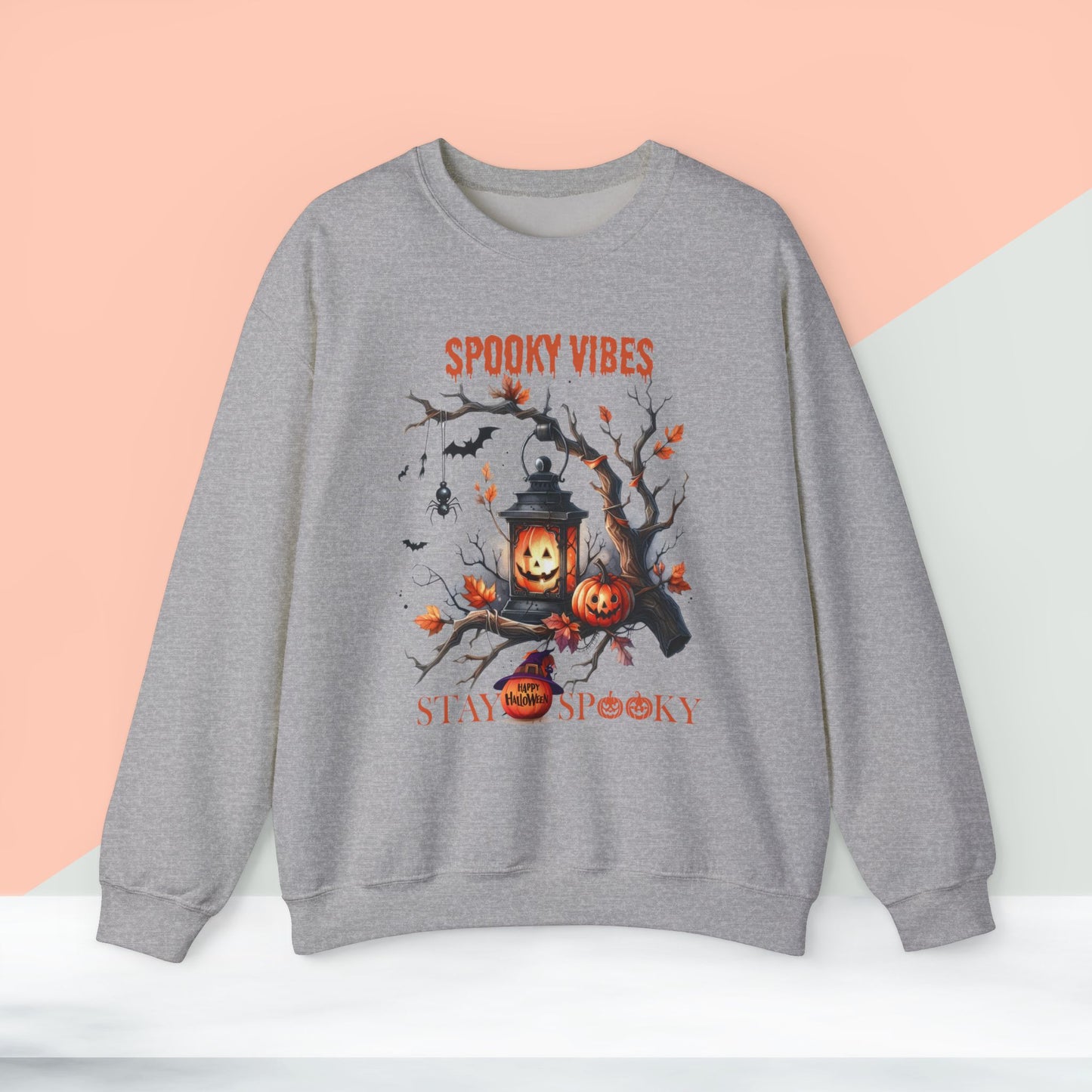 Spooky Vibes Halloween Sweatshirt, Happy Halloween Sweatshirt - Unisex Heavy Blend Crewneck, Halloween Sweatshirt, Cute Spooky Ghost sweatshirt.