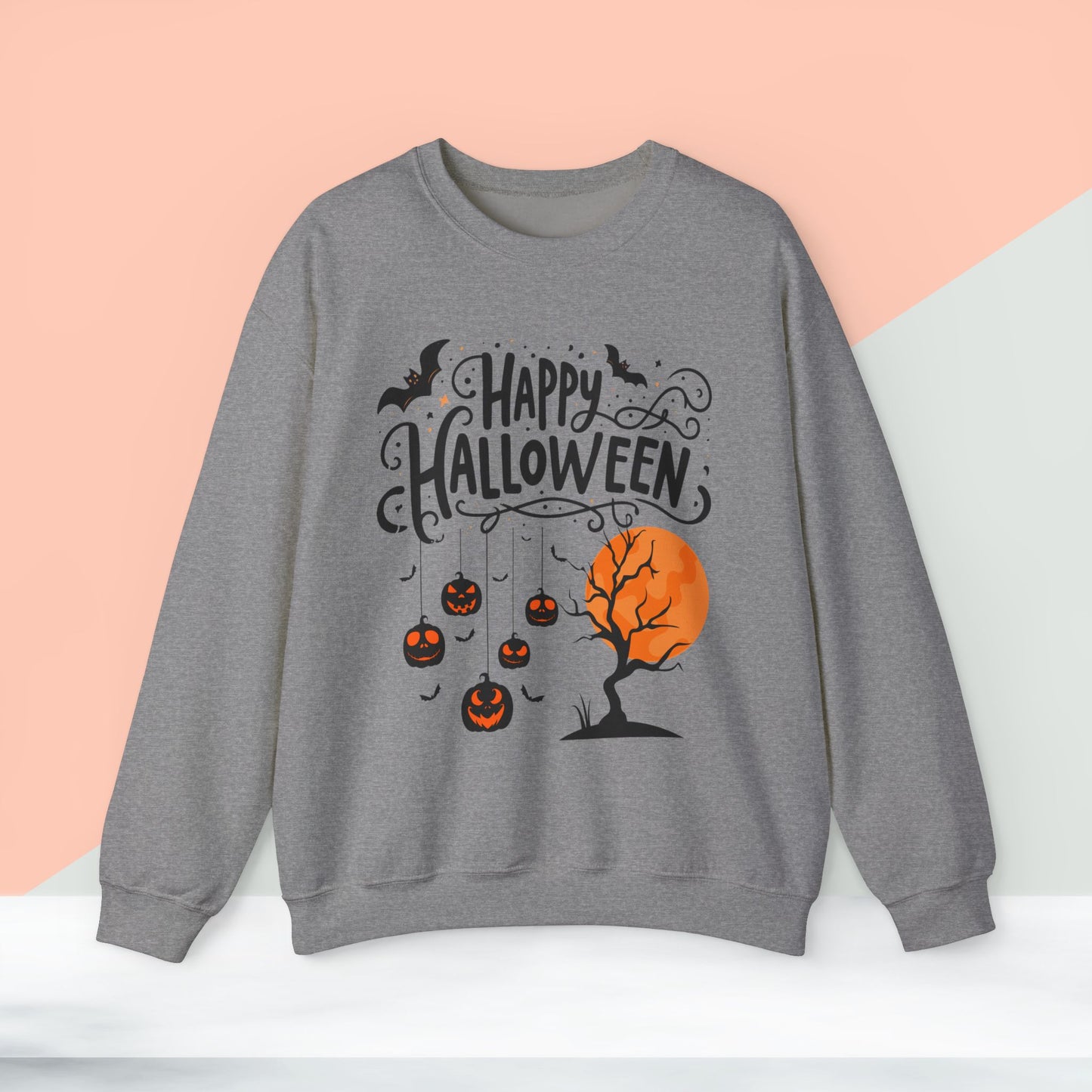 Happy halloween Sweatshirt - Unisex Heavy Blend Crewneck, halloween sweatshirt, cute spooky cat sweatshirt.