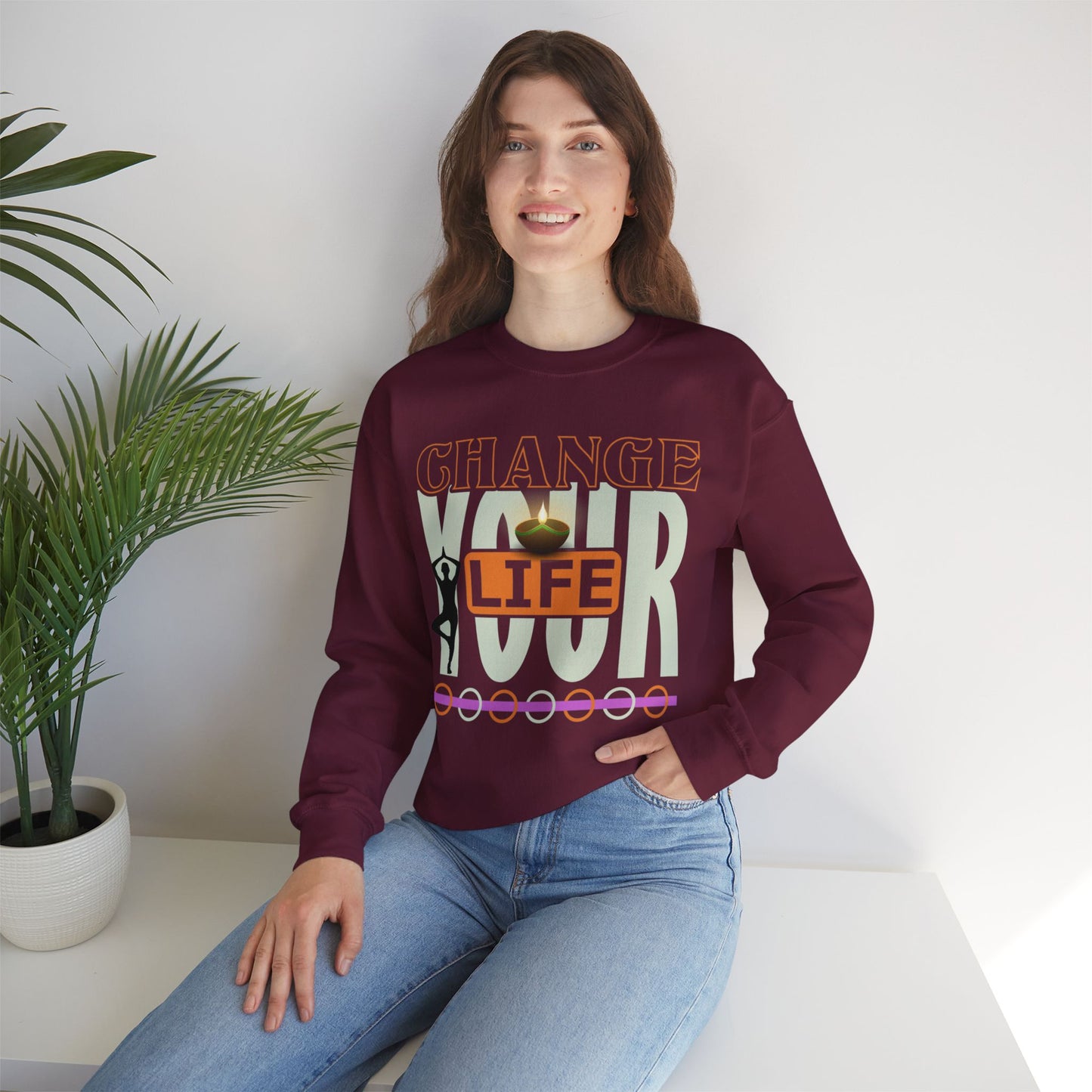 Change Your Life Yoga unisex heavy blend crewneck sweatshirt,Yoga workout Sweatshirt,Yoga lovers Sweatshirt, Yoga Instructor Gift, Gym Sweatshirt, Gift For Yoga lovers, Gift For Yogi.