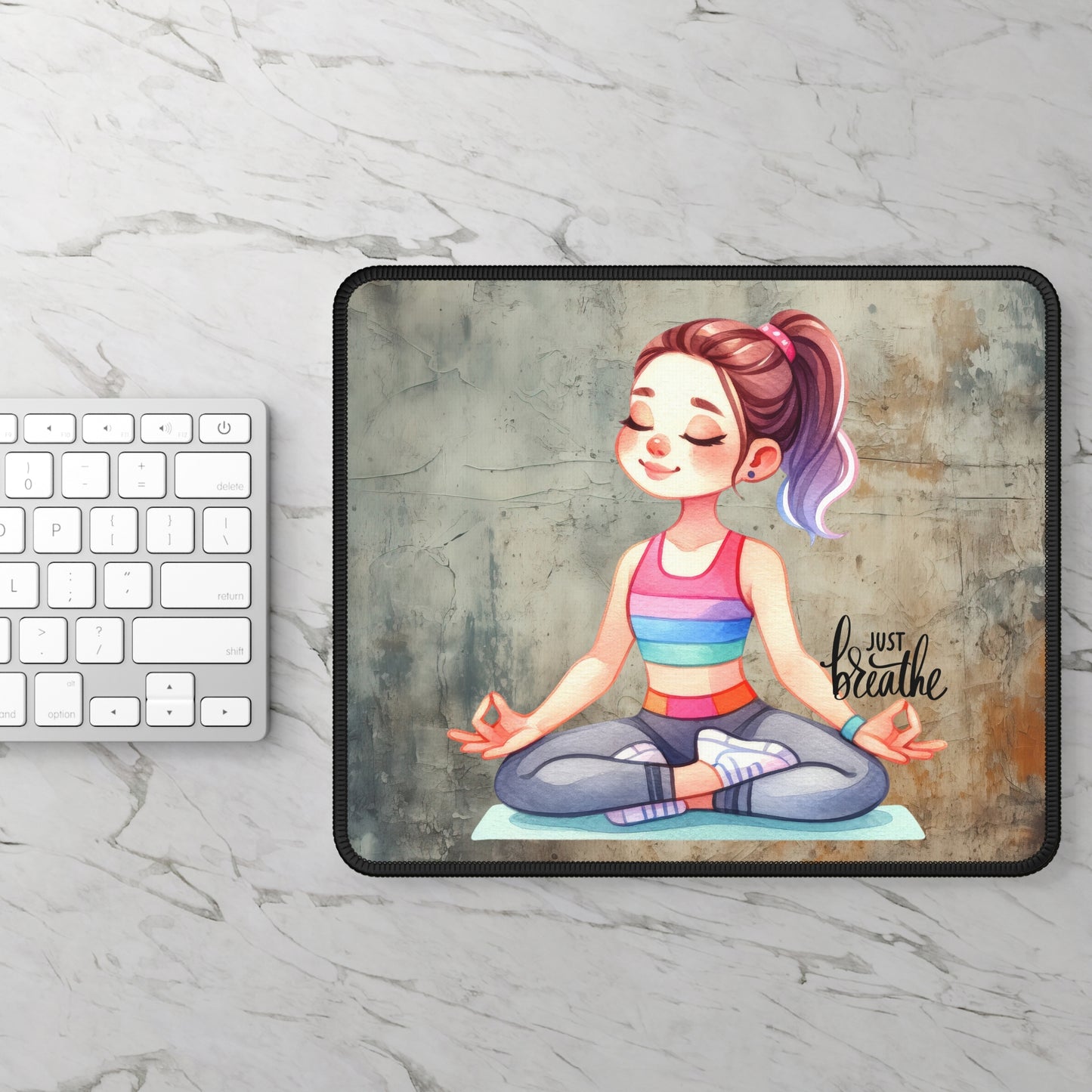 Just Breathe Yoga Mouse Pad,Unique Gift For Meditation And Yoga Lover, Cute Yoga Mouse Pad, Mindful Yoga Gift, Yoga lover Mouse Pad, Yoga Instructor Gift, Gift For Yoga lovers, Gift For Yogi.