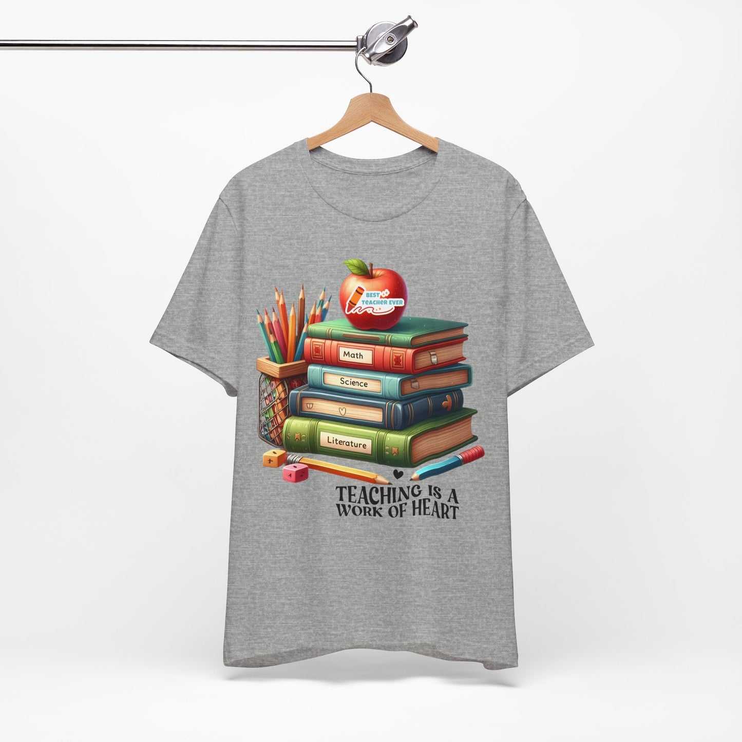 Teaching Is A Work Of Heart T-shirt, Hello Teacher T-Shirt, Back To School T-Shirt, Teach Love Inspire Teacher Shirt, Teacher Back To school unisex jersey short sleeve.First Day Vibes T-Shirt.