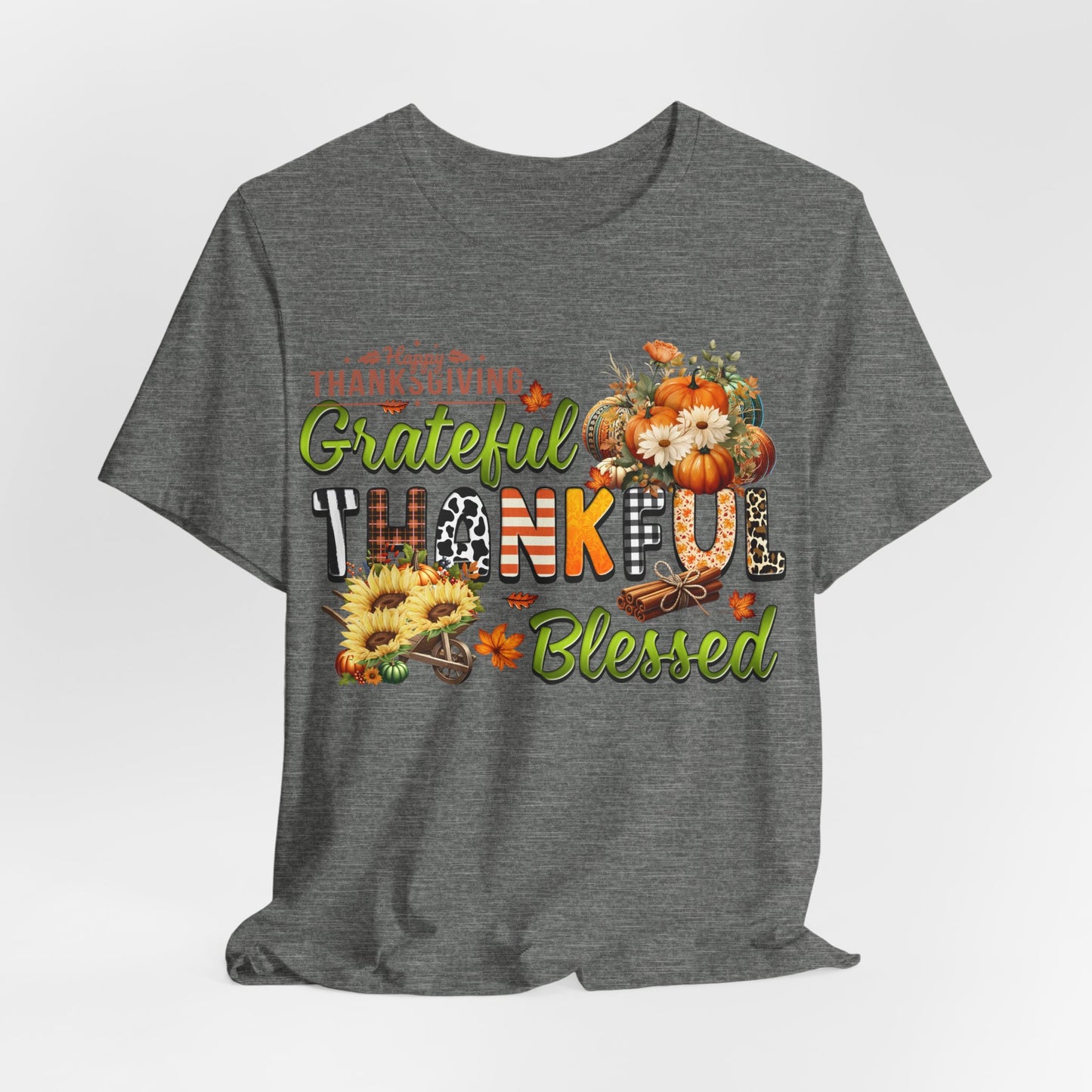 Grateful Thankful Blessed T-shirt, Happy Thanksgiving T-shirt, Happy thanksgiving 2024 T-shirt, Thanksgiving Gift,Turkey Shirt, Family Thanksgiving, Holiday Outfit.