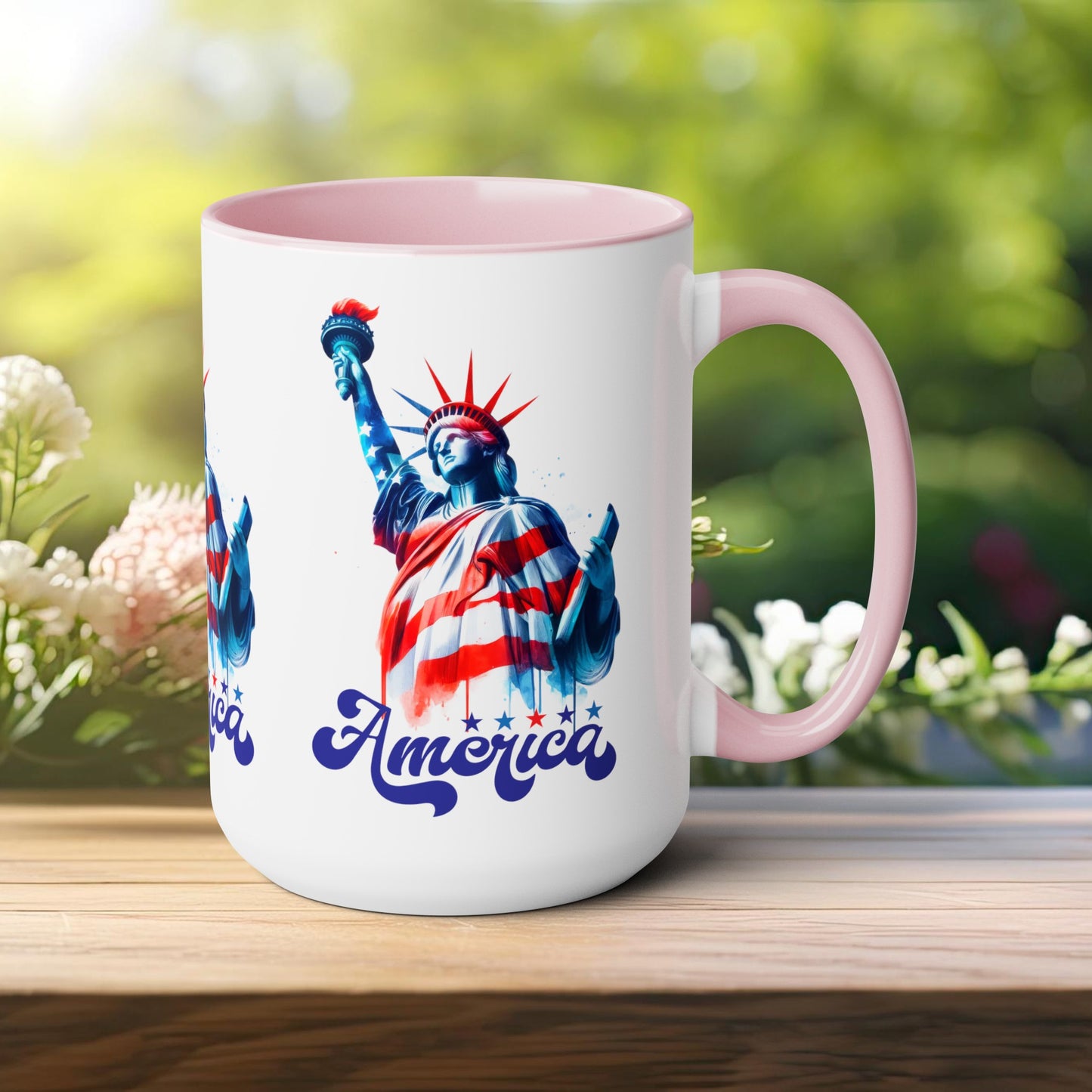 Happy 4th Of July Two -Tone Coffee Mug.15oz. God Bless America Coffee Mug. USA Coffee Mug.