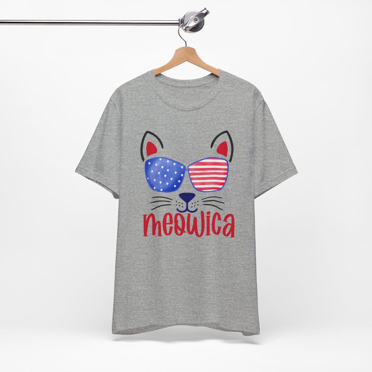 4th of July T-Shirt, Meowica T-shirt,  Fourth of July unisex jersey short sleeve.