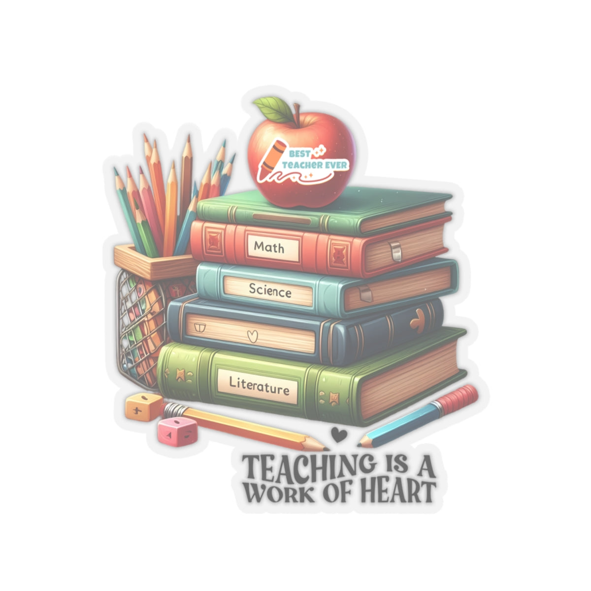 Teaching Is Work Of Heart Back To School Kiss-Cut Stickers, First Grade Squad Kiss-Cut Stickers, Gift for First graders, Ready for School, Back to Learning.