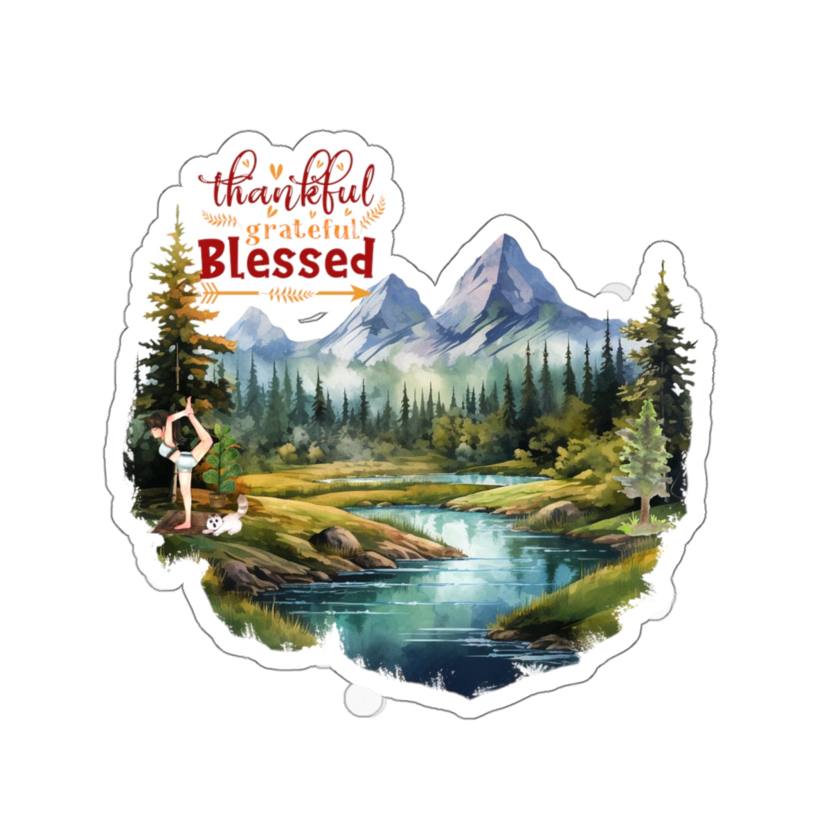 Thankful Grateful Blessed Yoga Kiss-Cut Stickers , Cute Yoga Kiss-Cut Stickers, Mindful Gift, Yoga lovers Kiss-Cut Stickers, Yoga Instructor Gift, Gift For Yoga lovers, Gift For Yogi.