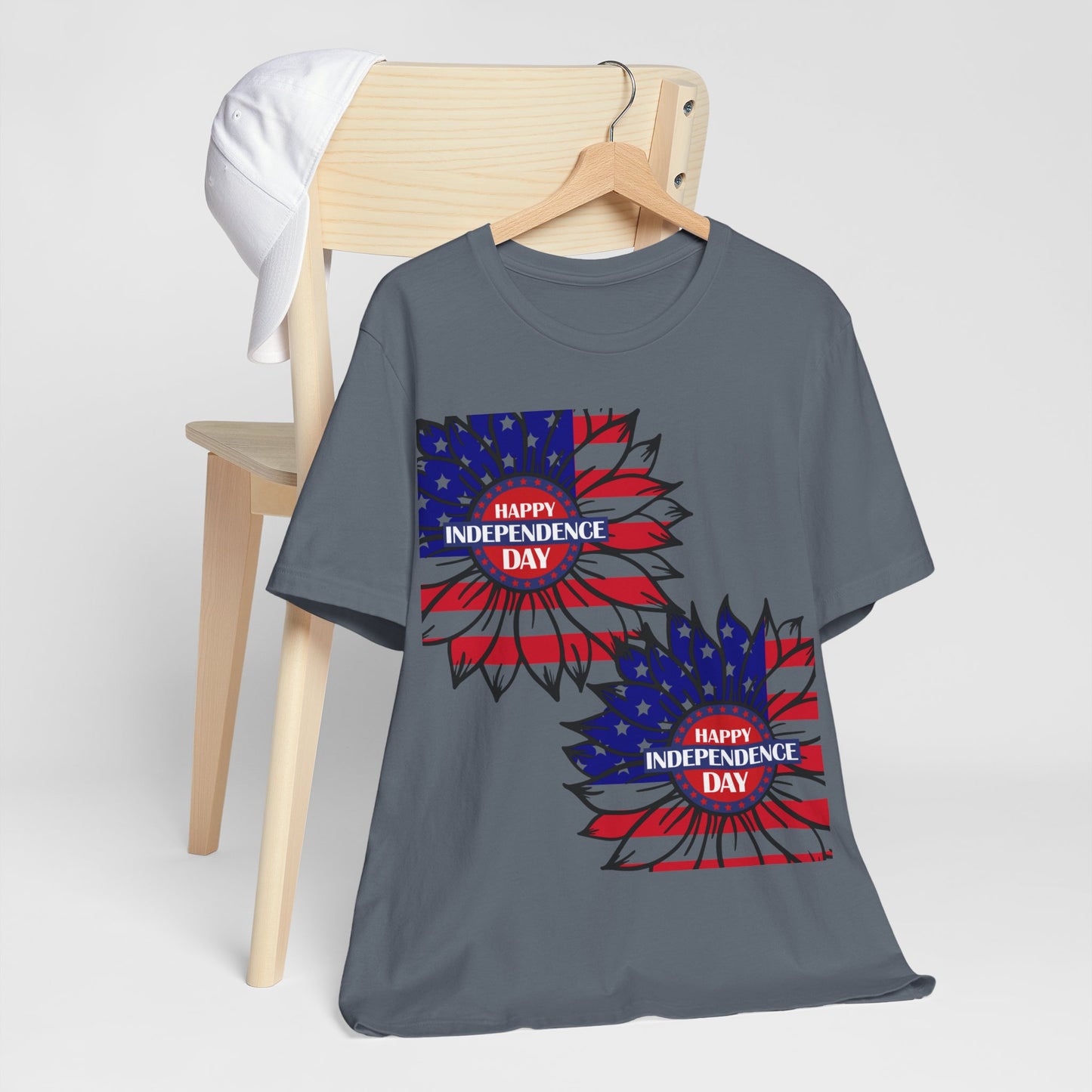 4th of July T-Shirt, Happy Independence Day Sunflower T-Shirt, Fourth of July unisex jersey short sleeve.