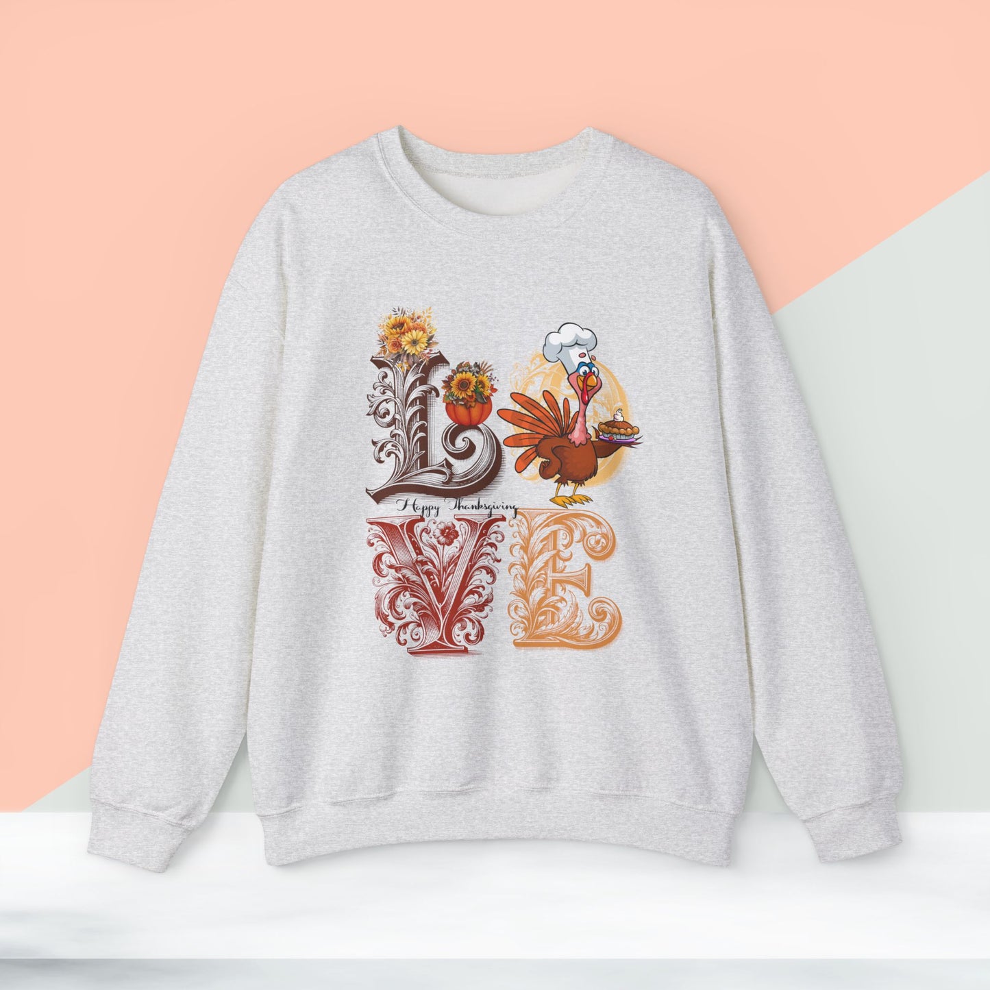 Love Thanksgiving Sweatshirt, HappyThanksgiving Sweatshirt - Unisex Heavy Blend, Happy Thanksgiving2024 Sweatshirt, Thanksgiving Gift, Festive Sweatshirt.