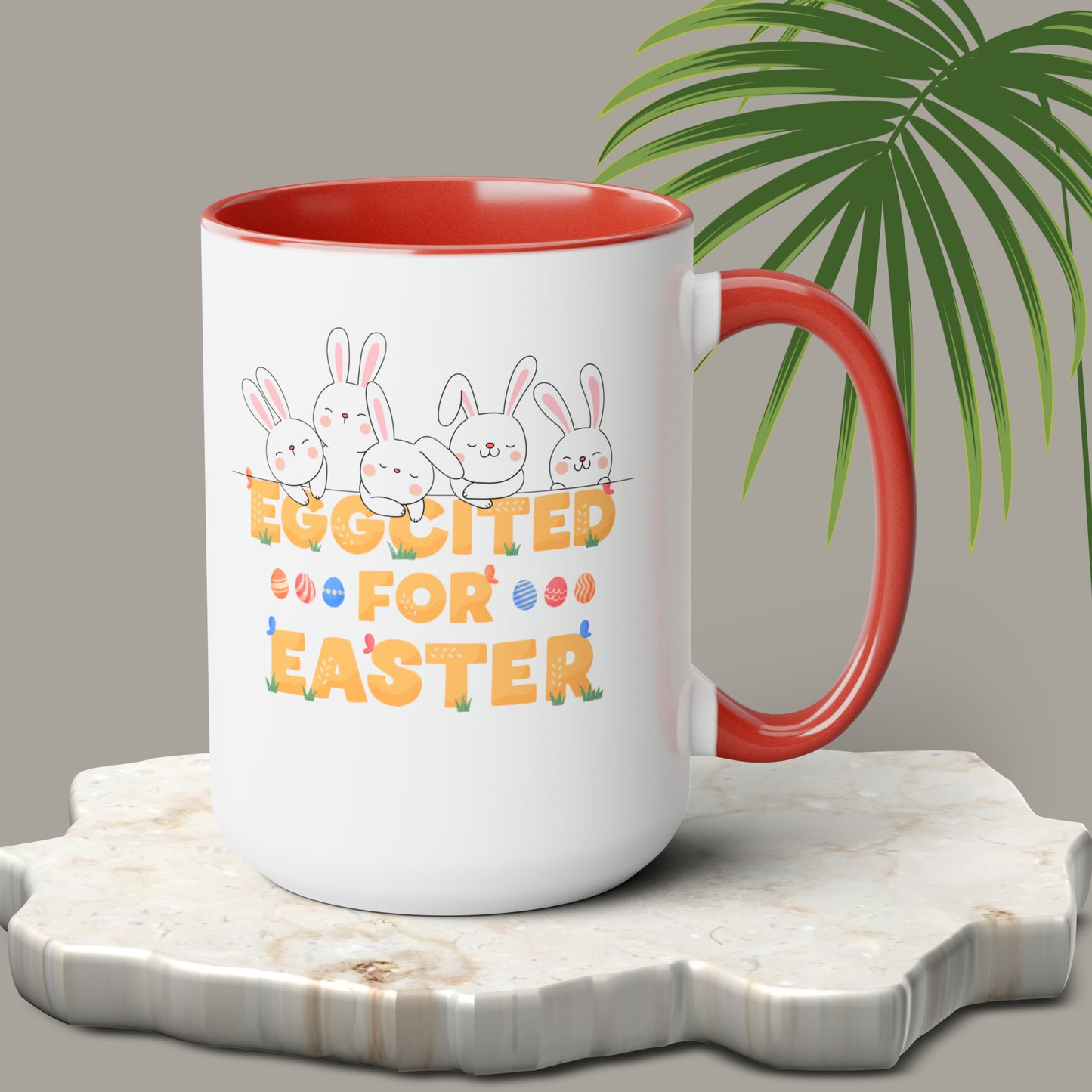 Eggcited For EasterTwo-Tone Coffee Mugs, 15oz