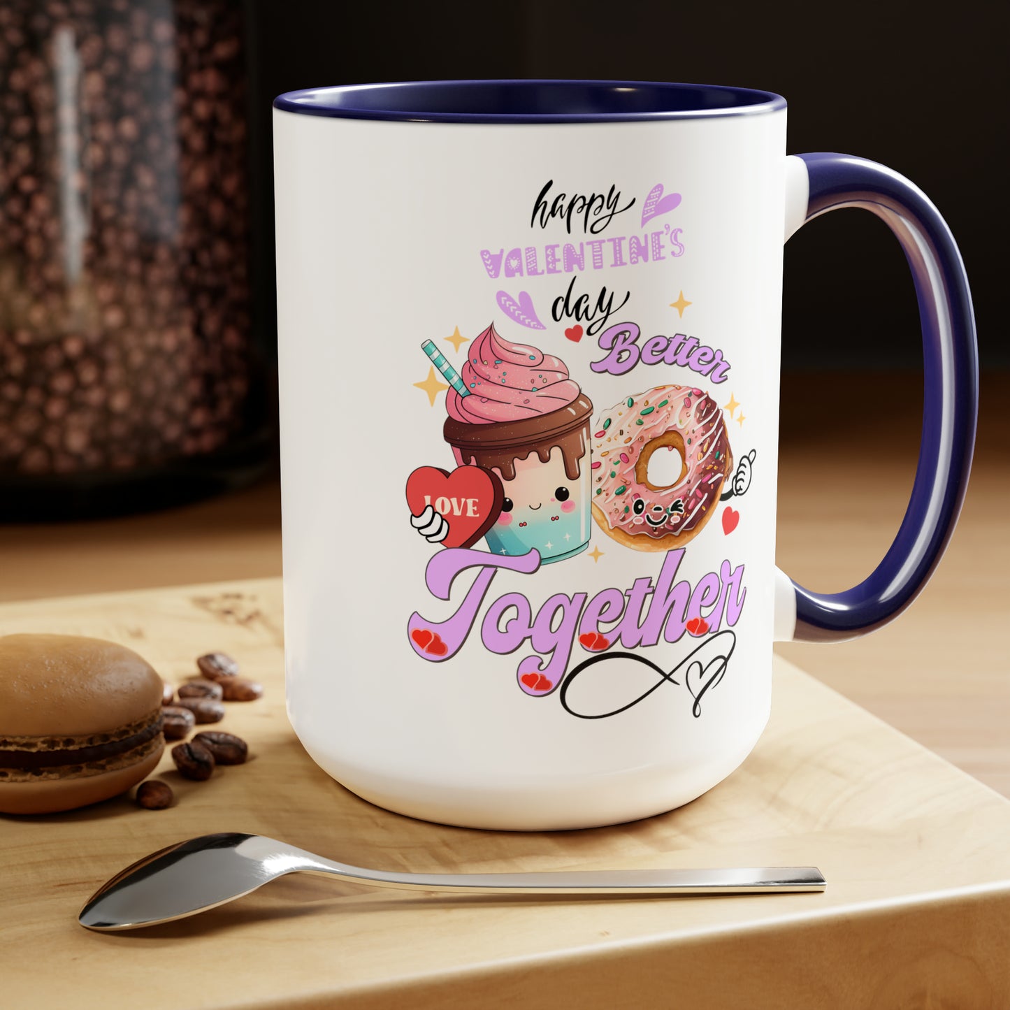 Happy valentines day Two-Tone Coffee Mugs, 15oz