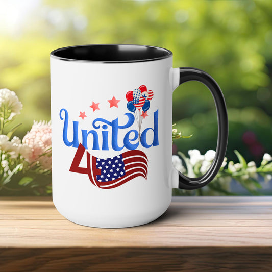 Happy 4th Of July Two -Tone Coffee Mug.15oz. United Coffee Mug.