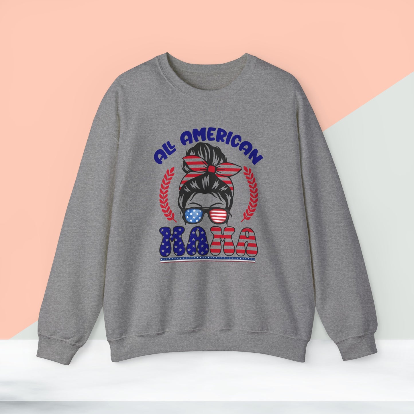 Happy 4th Of July Sweatshirt, All American Mama Sweatshirt, Fourth of July unisex heavy blend crewneck sweatshirt.