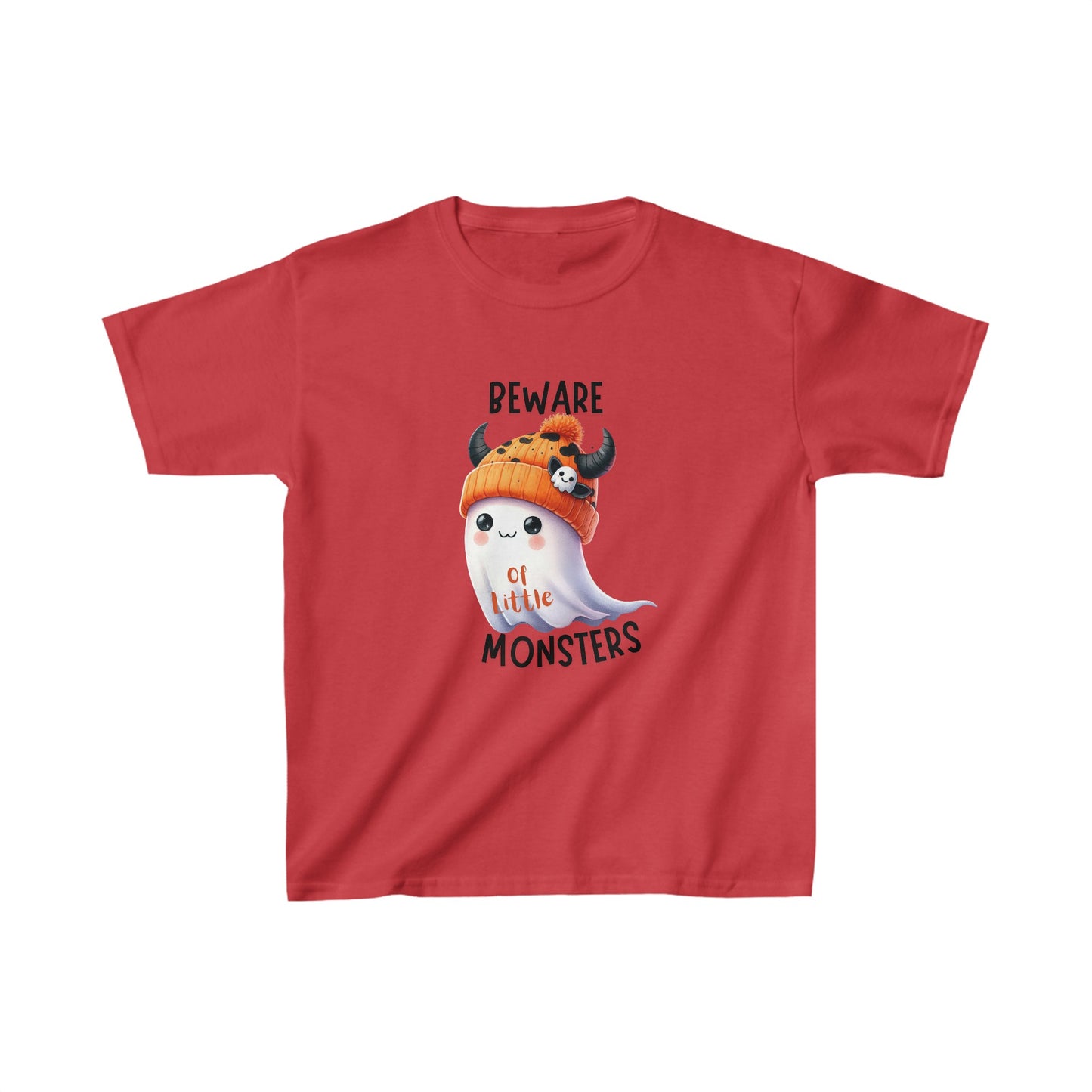 Beware Of Little monsters Halloween Kids Shirt, Spooky Halloween Kids Heavy Cotton™ Tee, Spooky Season Kids Shirt, Spooky Vibes Shirt, Trick Or Treat Cotton T-Shirt.