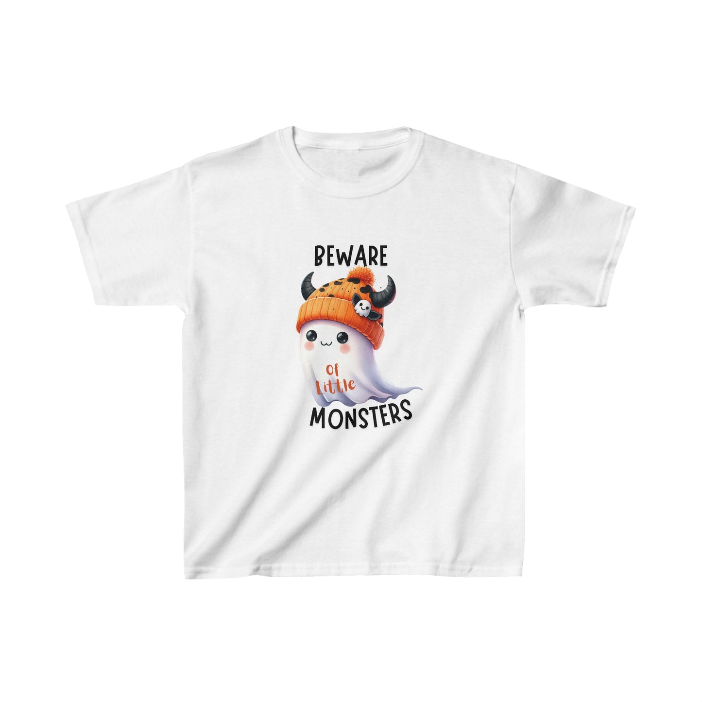 Beware Of Little monsters Halloween Kids Shirt, Spooky Halloween Kids Heavy Cotton™ Tee, Spooky Season Kids Shirt, Spooky Vibes Shirt, Trick Or Treat Cotton T-Shirt.