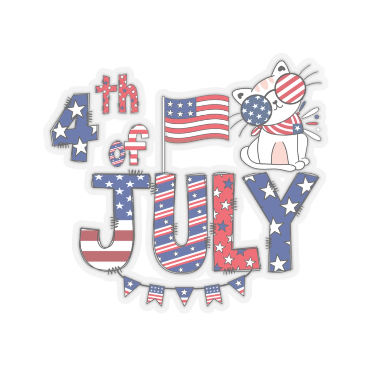 Happy 4th Of July Kiss-Cut Stickers, America, Flag, Peace Love America. Proud To Be An American, Red White Blue stickers. United Fourth of July Stickers.