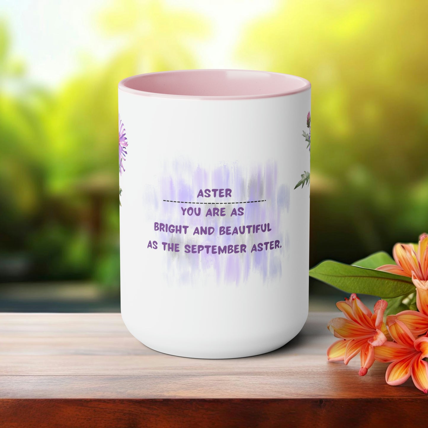 September Birth Month Flower Two-Tone Coffee Mugs, 15oz, Birth Month Flower mug.