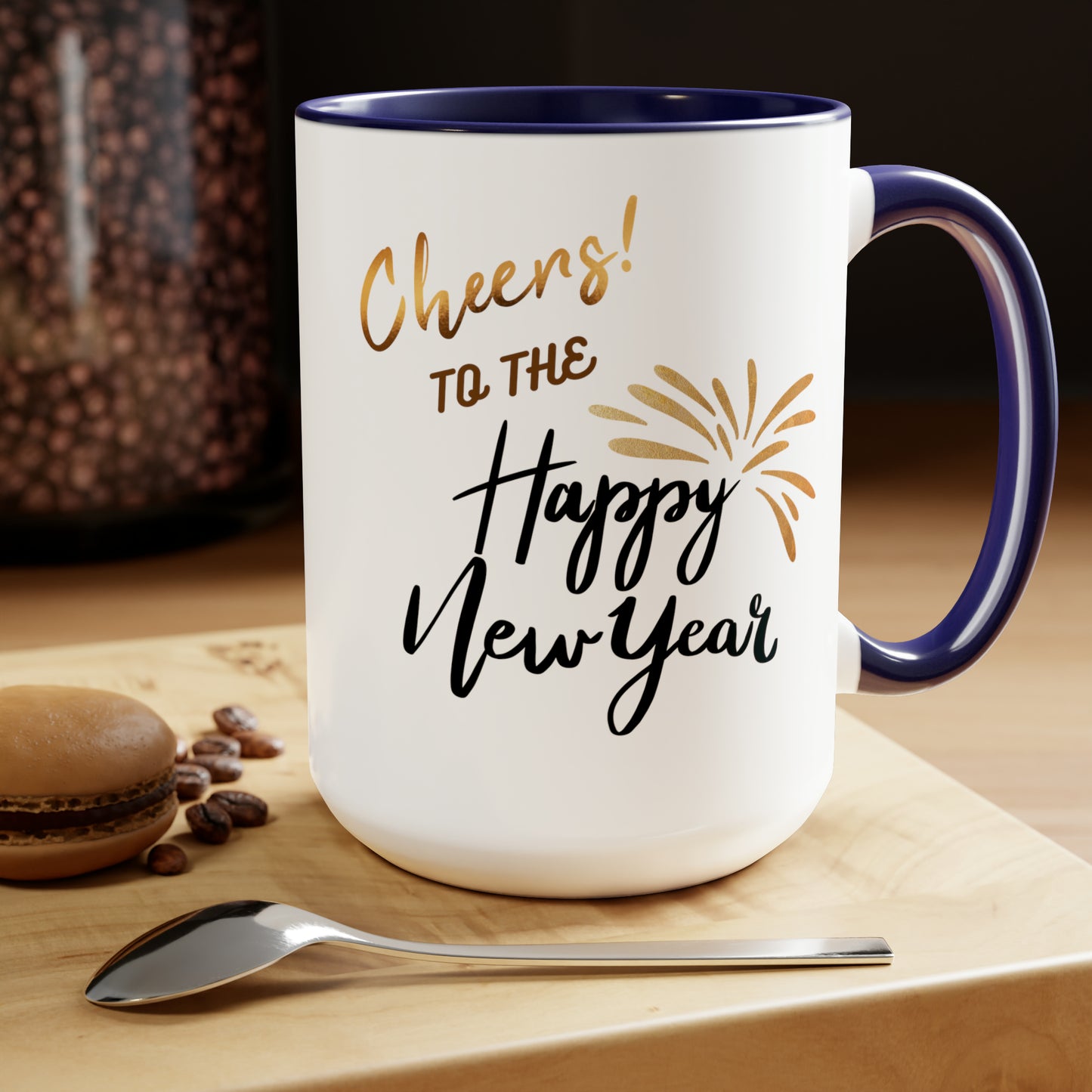 Happy New Year Two-Tone Coffee Mugs, 15oz