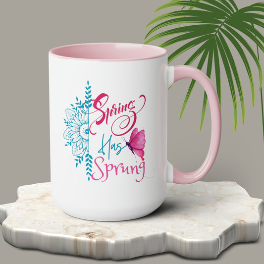 Spring Has Sprung Two-Tone Coffee Mugs, 15oz