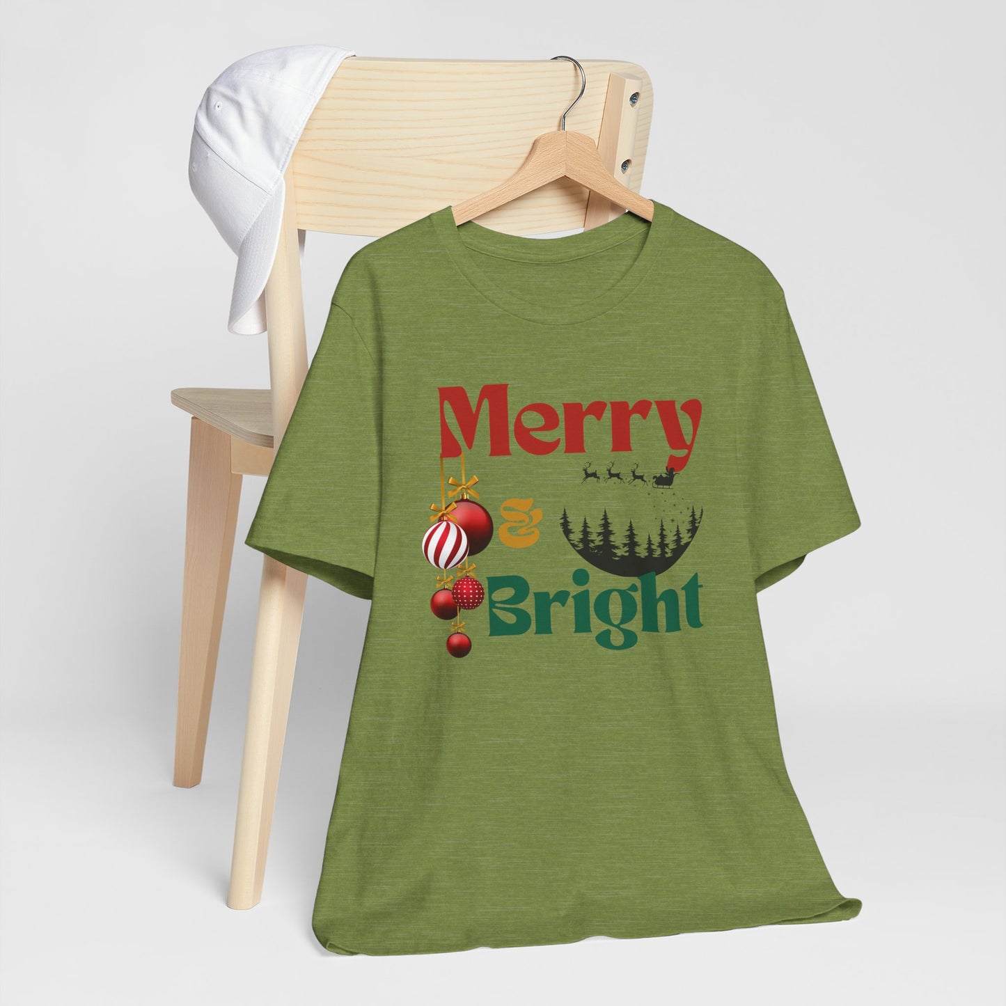 merry & Bright Unisex Tee, Christmas Shirt, Christmas Outfit, Merry Christmas T-shirt, Merry Christmas 2024 T-shirt, Christmas Gift, Family Holiday Outfit.