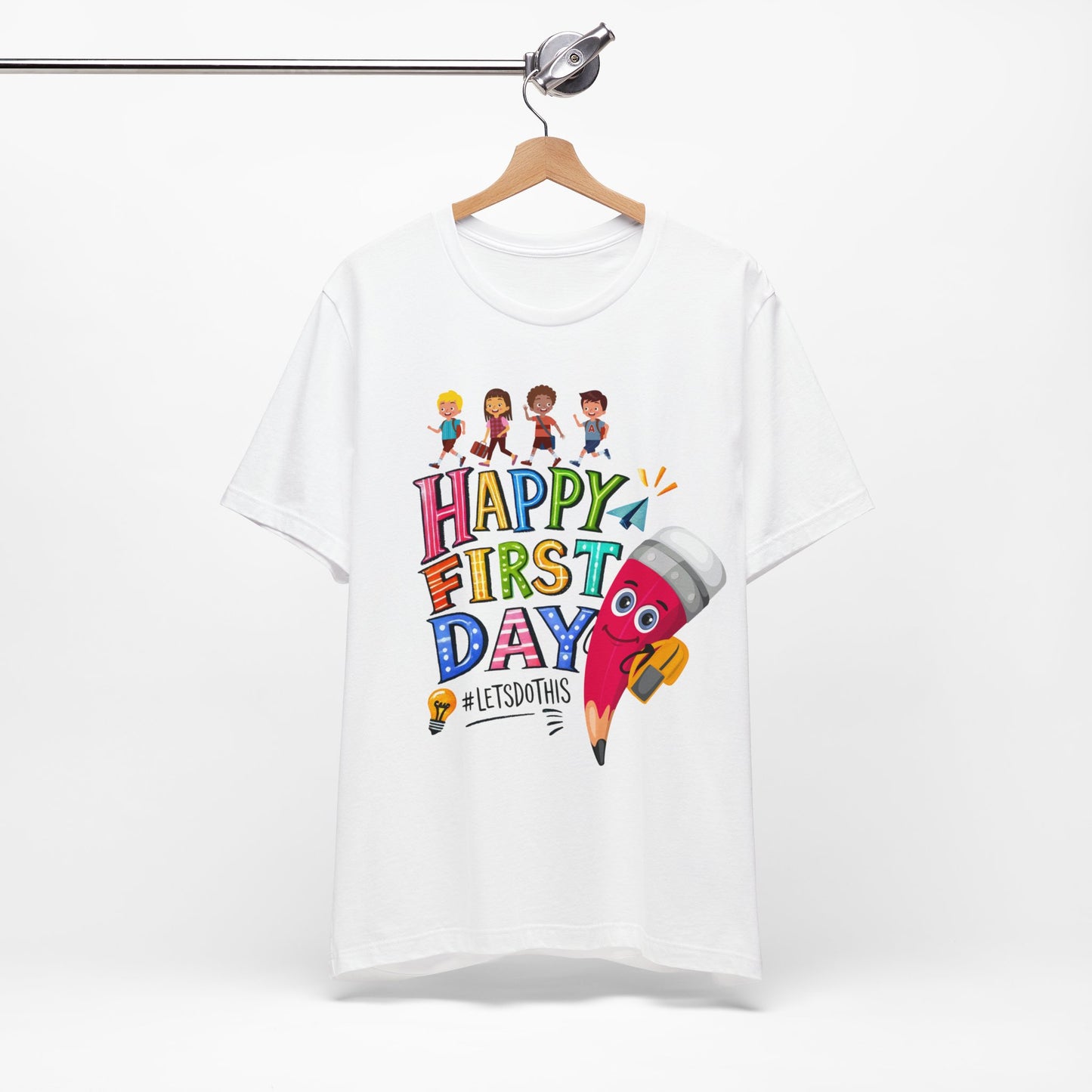 Happy First day T-Shirt, Hello Teacher T-Shirt, Back To School T-Shirt, Teach Love Inspire Teacher Shirt, Teacher Back To school unisex jersey short sleeve.First Day Vibes T-Shirt.