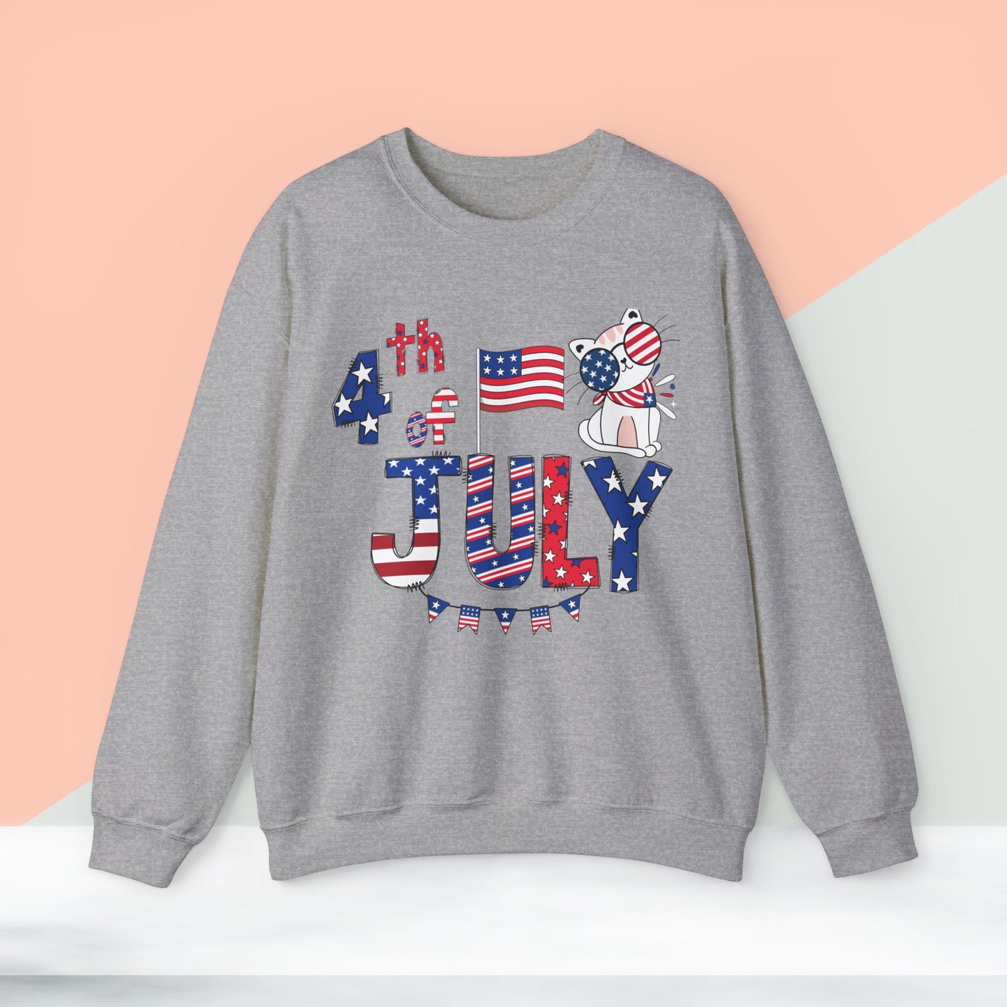 Happy 4th Of July Sweatshirt, Fourth of July unisex heavy blend crewneck sweatshirt.