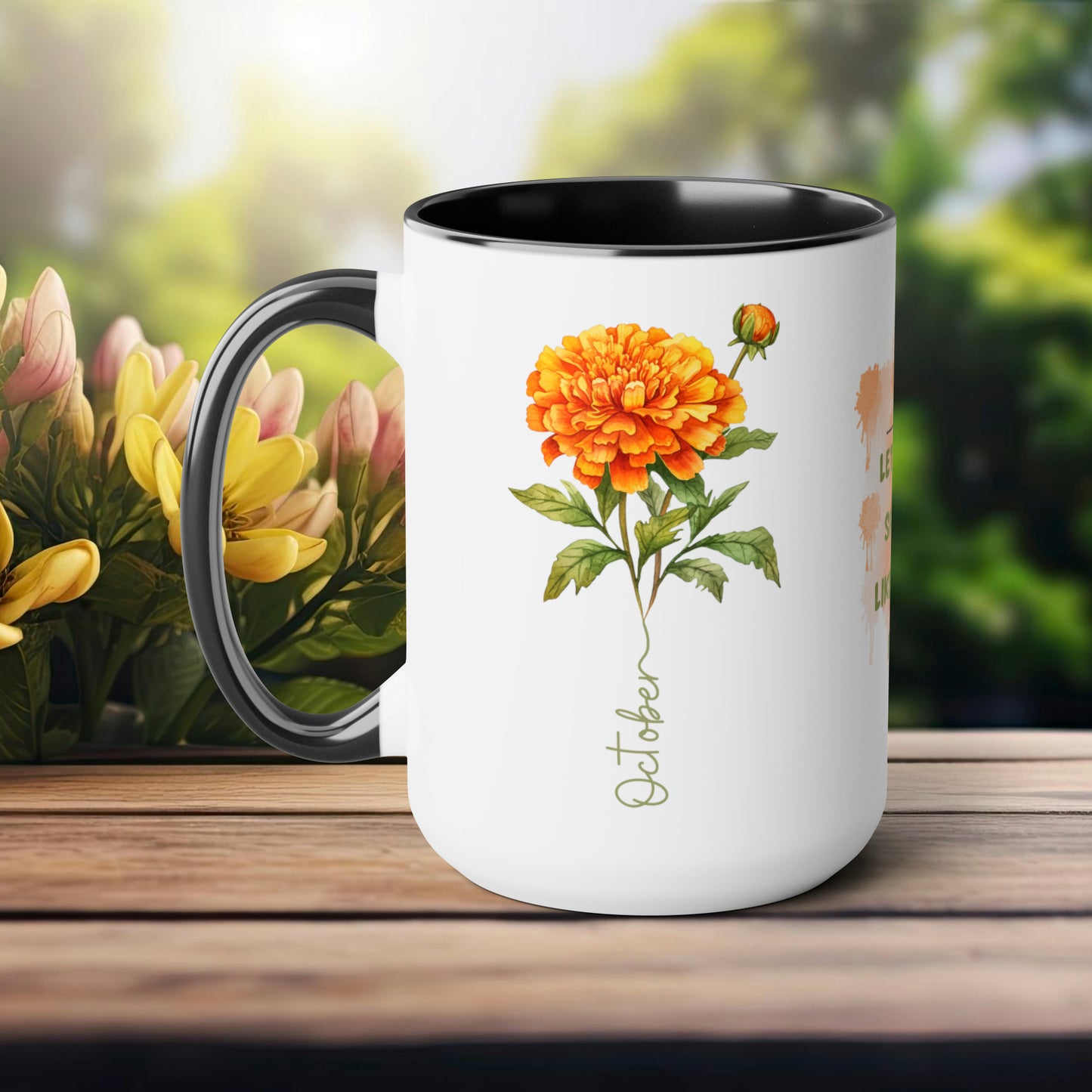 October Birth Month Flower Two-Tone Coffee Mugs, 15oz, Birthday Gift For Her.