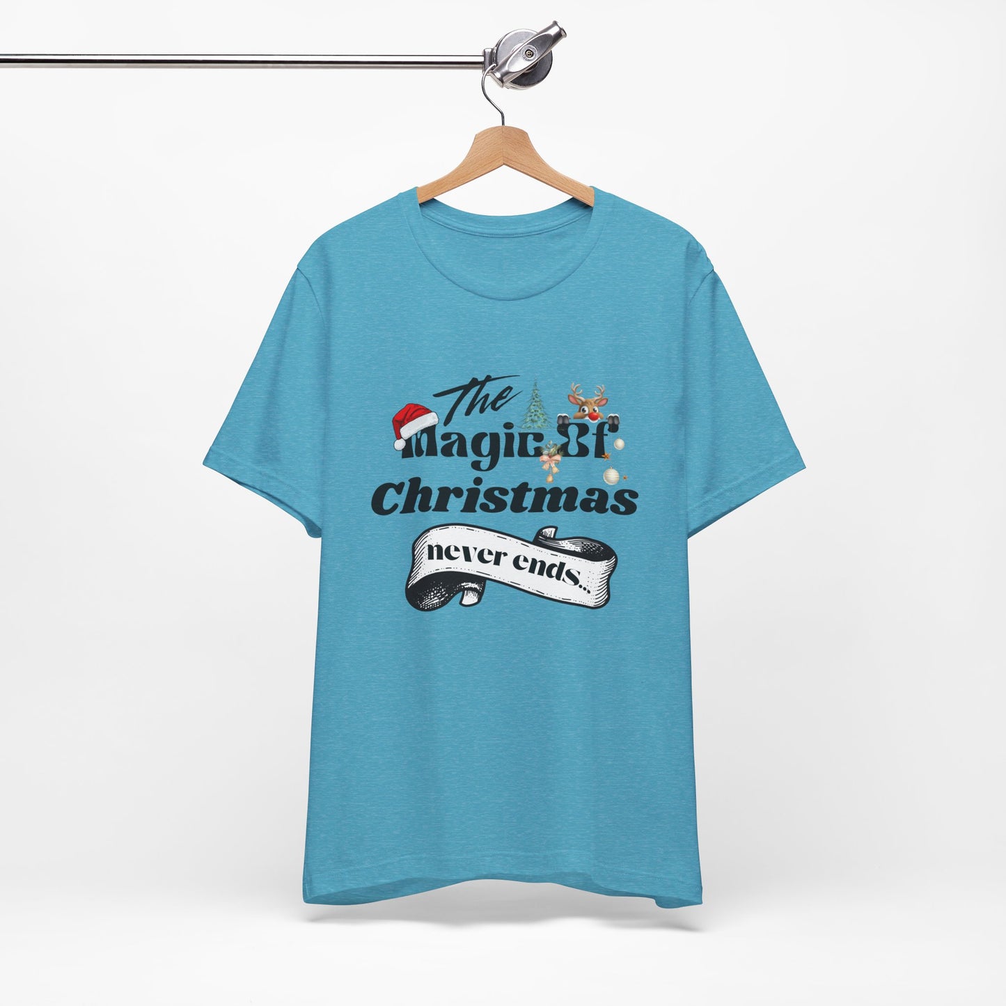 The Magic Of Christmas Never Ends Unisex Tee, Christmas Shirt, Christmas Outfit, Merry Christmas T-shirt, Merry Christmas 2024 T-shirt, Christmas Gift, Family Holiday Outfit.