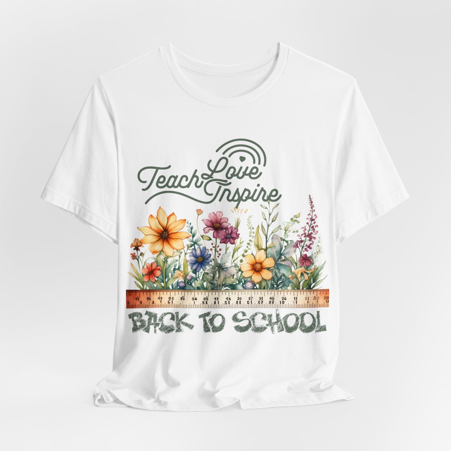 Love Teach Inspire T-Shirt, Back To School T-Shirt, Teacher Back To school unisex jersey short sleeve.First Day Vibes T-Shirt.