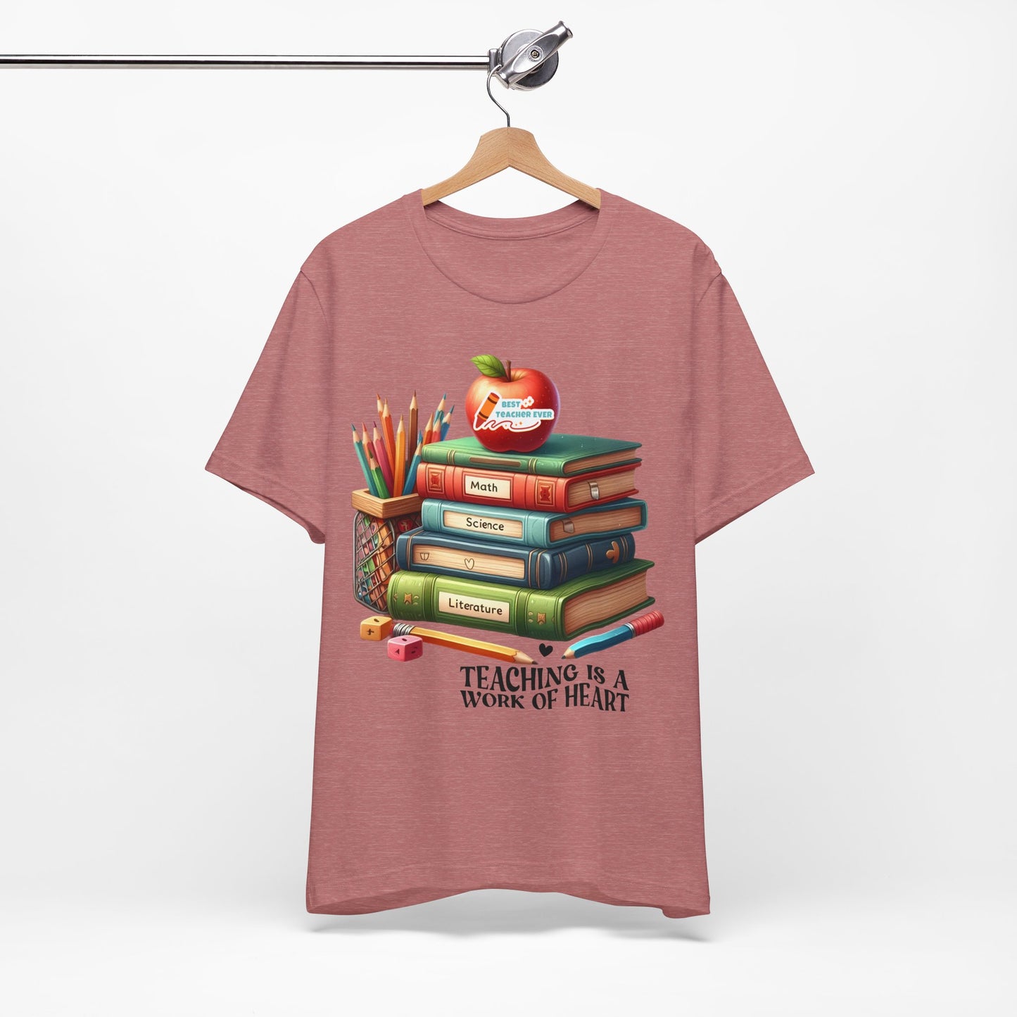 Teaching Is A Work Of Heart T-shirt, Hello Teacher T-Shirt, Back To School T-Shirt, Teach Love Inspire Teacher Shirt, Teacher Back To school unisex jersey short sleeve.First Day Vibes T-Shirt.