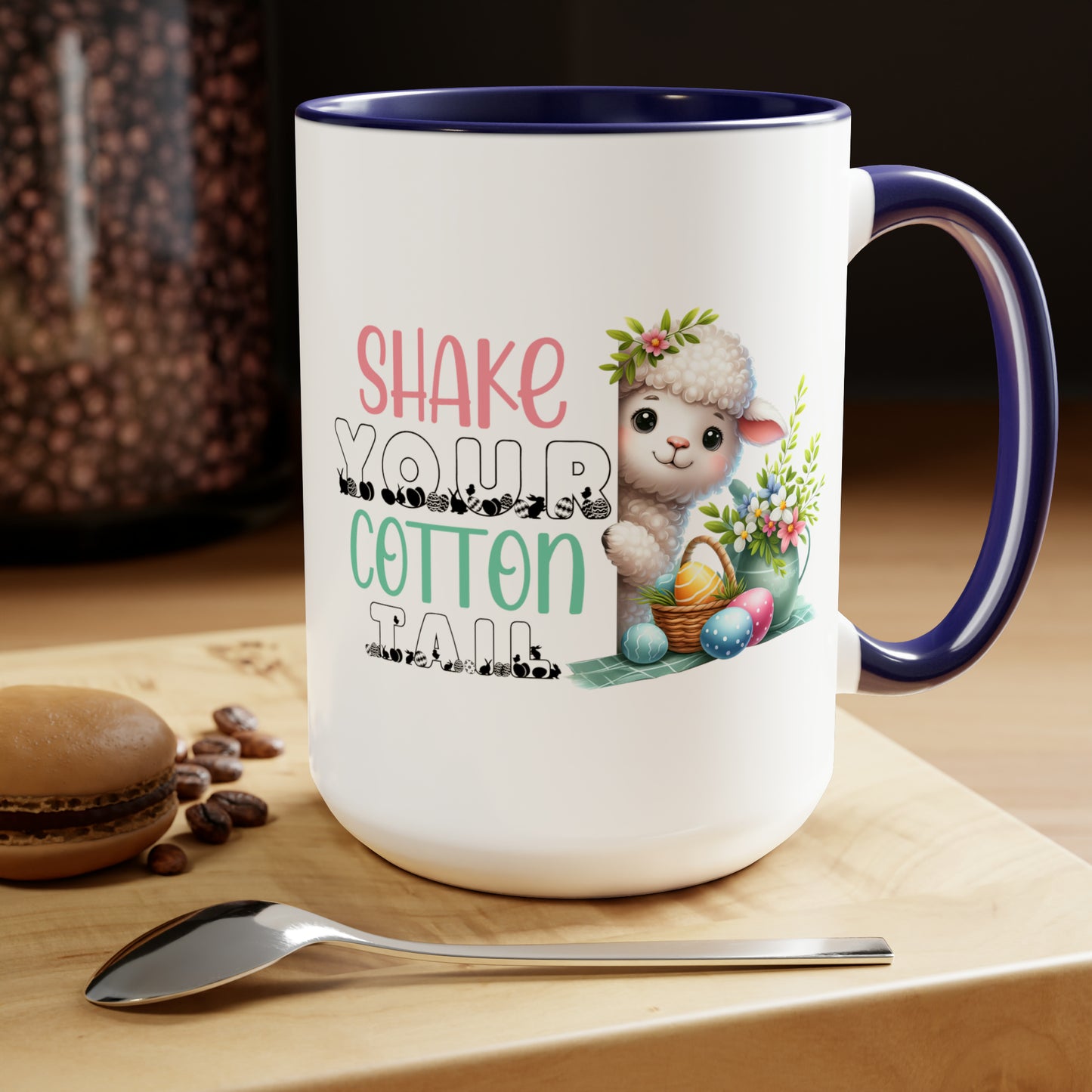 Shake Your Cotton Tail Two-Tone Coffee Mugs, 15oz