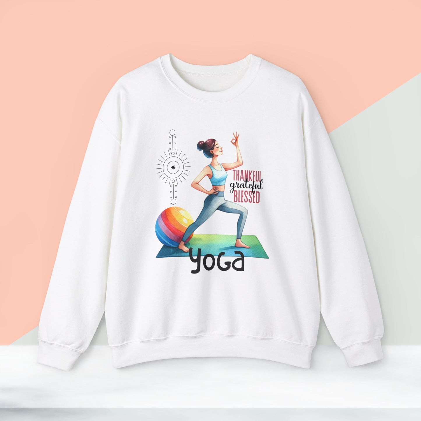 Thankful Grateful Blessed Yoga unisex heavy blend crewneck sweatshirt,Yoga workout Sweatshirt,Yoga lovers Sweatshirt, Yoga Instructor Gift, Gym Sweatshirt, Gift For Yoga lovers, Gift For Yogi.