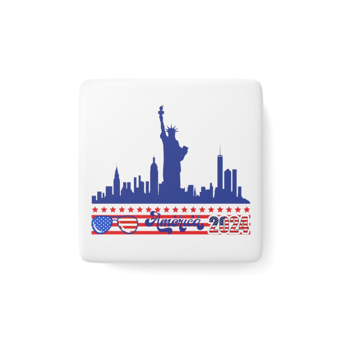 Happy 4th of July Porcelain Magnet, Square, Sunflower Magnet, America, Flag, Peace Love America. Proud To Be An American, Red White Blue Magnet, God Bless America Magnet.