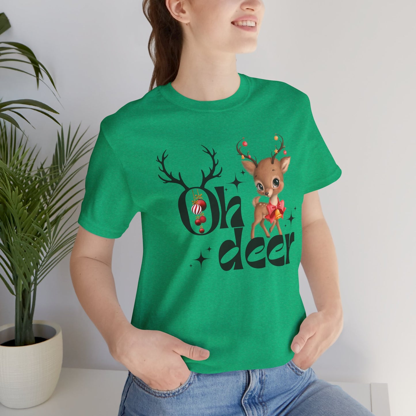 Oh Deer Unisex Tee, Christmas Shirt, Christmas Outfit, Merry Christmas T-shirt, Merry Christmas 2024 T-shirt, Christmas Gift, Family Holiday Outfit.