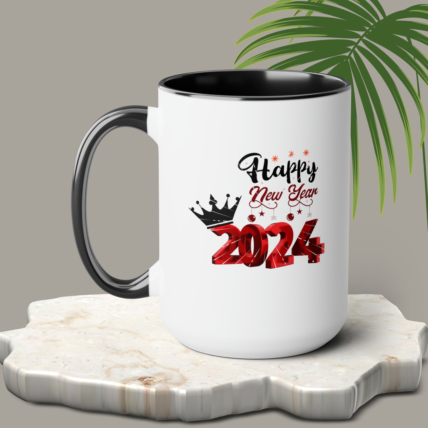 Happy New Year Two-Tone Coffee Mugs, 15oz