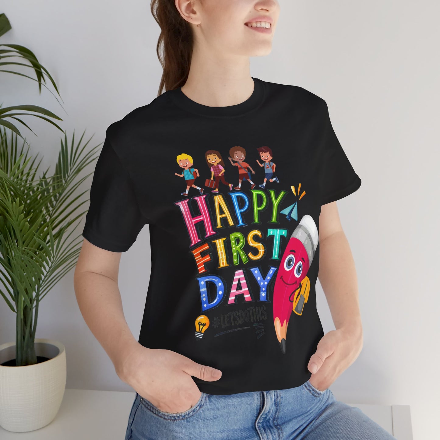 Happy First day T-Shirt, Hello Teacher T-Shirt, Back To School T-Shirt, Teach Love Inspire Teacher Shirt, Teacher Back To school unisex jersey short sleeve.First Day Vibes T-Shirt.