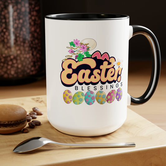 Happy Easter Two-Tone Coffee Mugs, 15oz