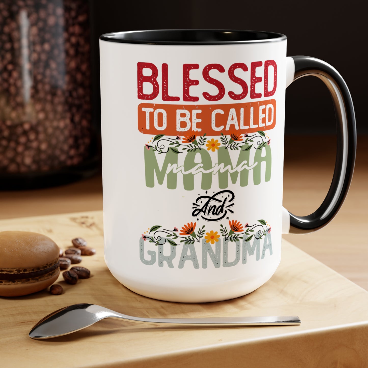 Happy Mother's dayTow-Tone Coffee Mug.15oz, Gift for mom & grandma, Mama's Coffee Mug