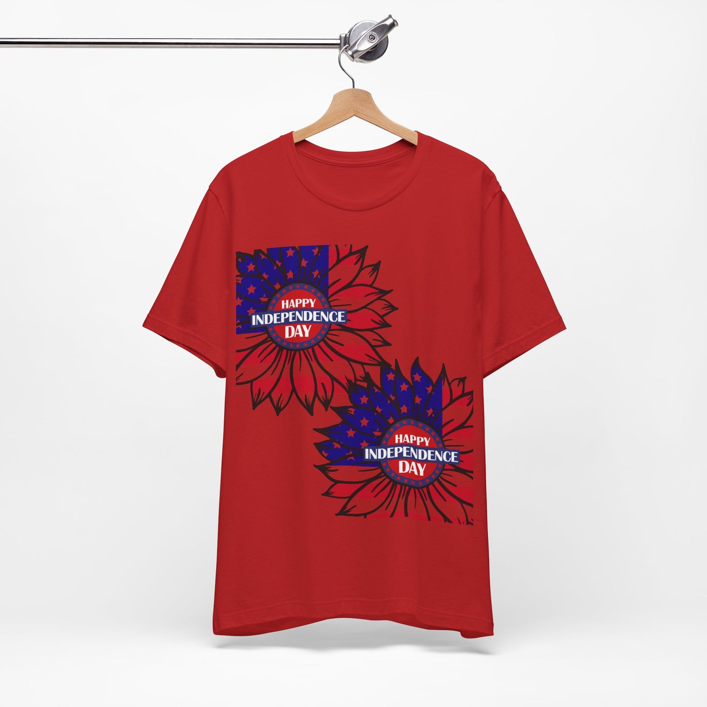 4th of July T-Shirt, Happy Independence Day Sunflower T-Shirt, Fourth of July unisex jersey short sleeve.