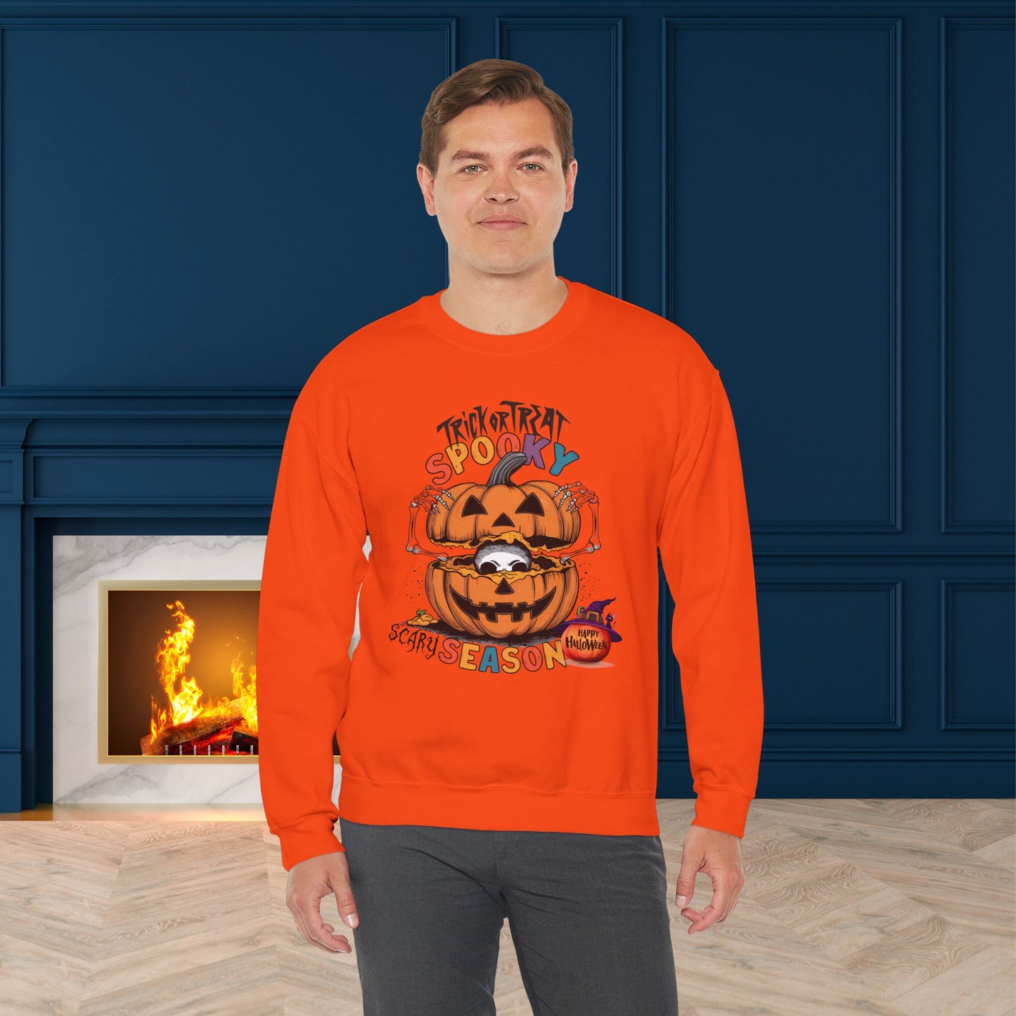 Spooky Scary Season Sweatshirt, Happy Halloween Sweatshirt - Unisex Heavy Blend Crewneck, Halloween Sweatshirt, Cute Spooky Ghost sweatshirt.