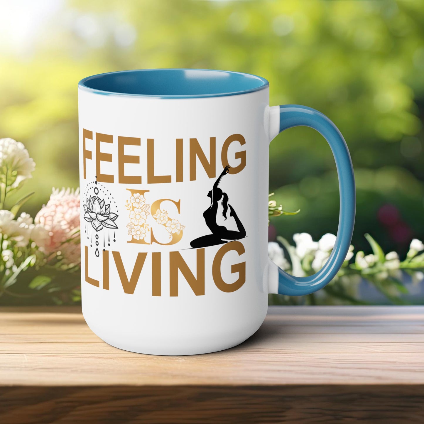 Feeling Is Living Yoga Coffee Mug, Cute Yoga Coffee Mug, Yoga lovers Coffee Mug, Yoga Instructor Gift, Gift For Yoga lover, Gift For Yogi.